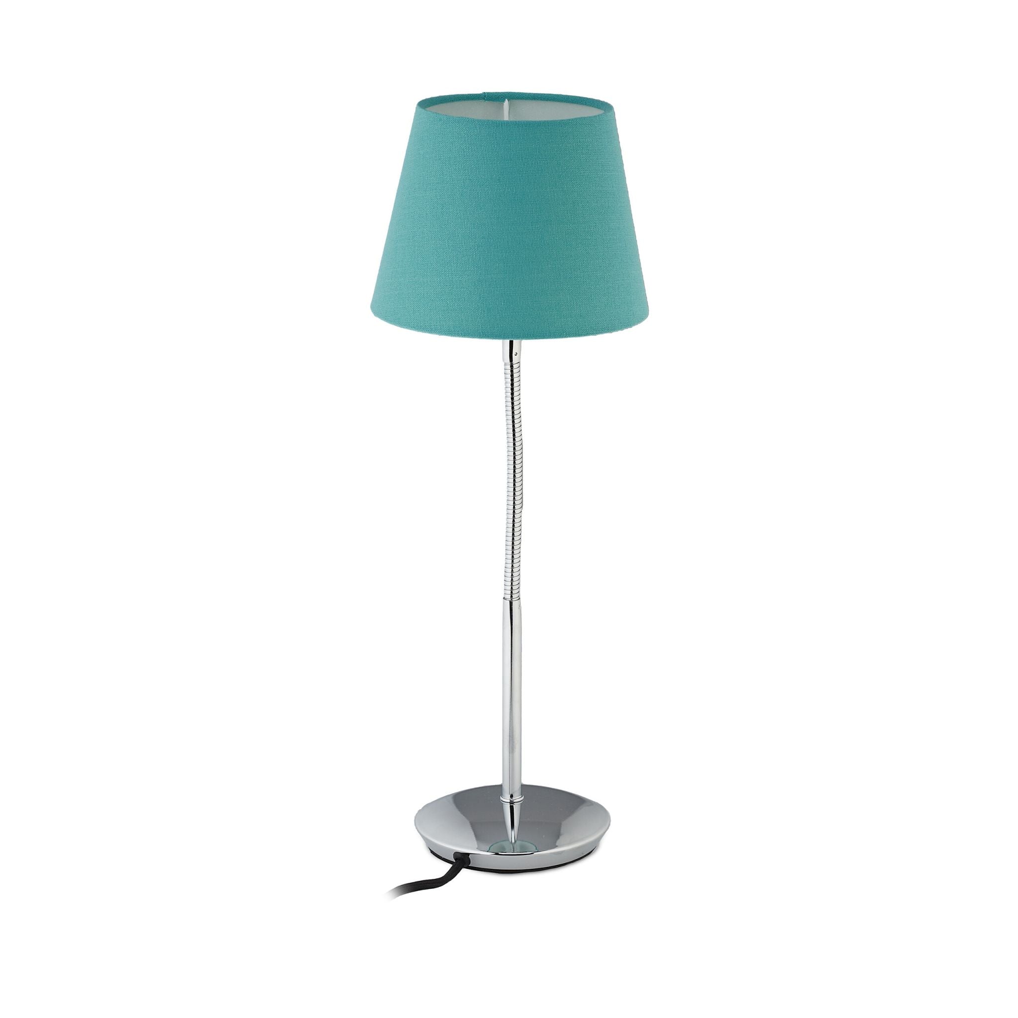 Flexible Tischlampe mit Stoffschirm Silber-Türkis von Relaxdays