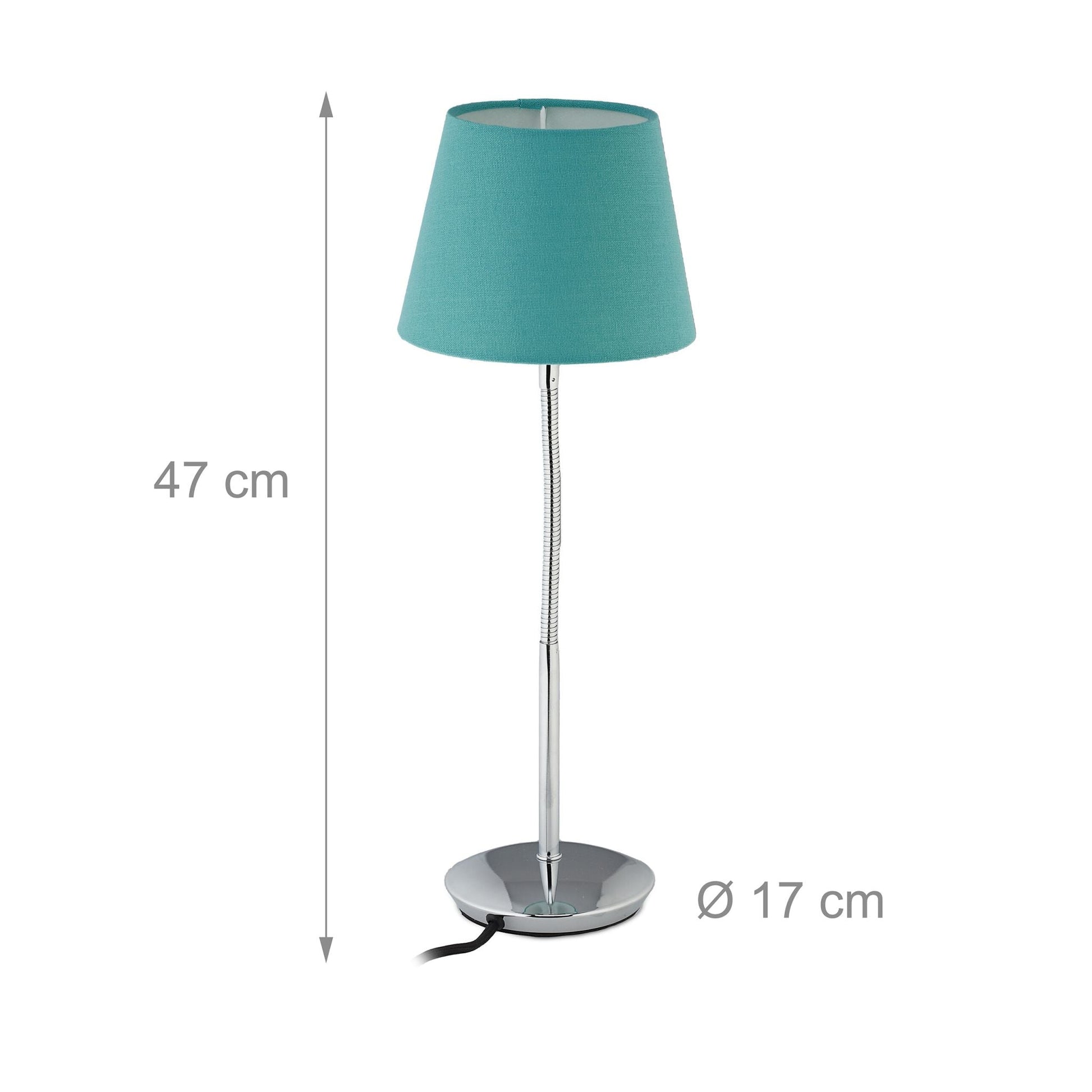 Flexible Tischlampe mit Stoffschirm Silber-Türkis von Relaxdays