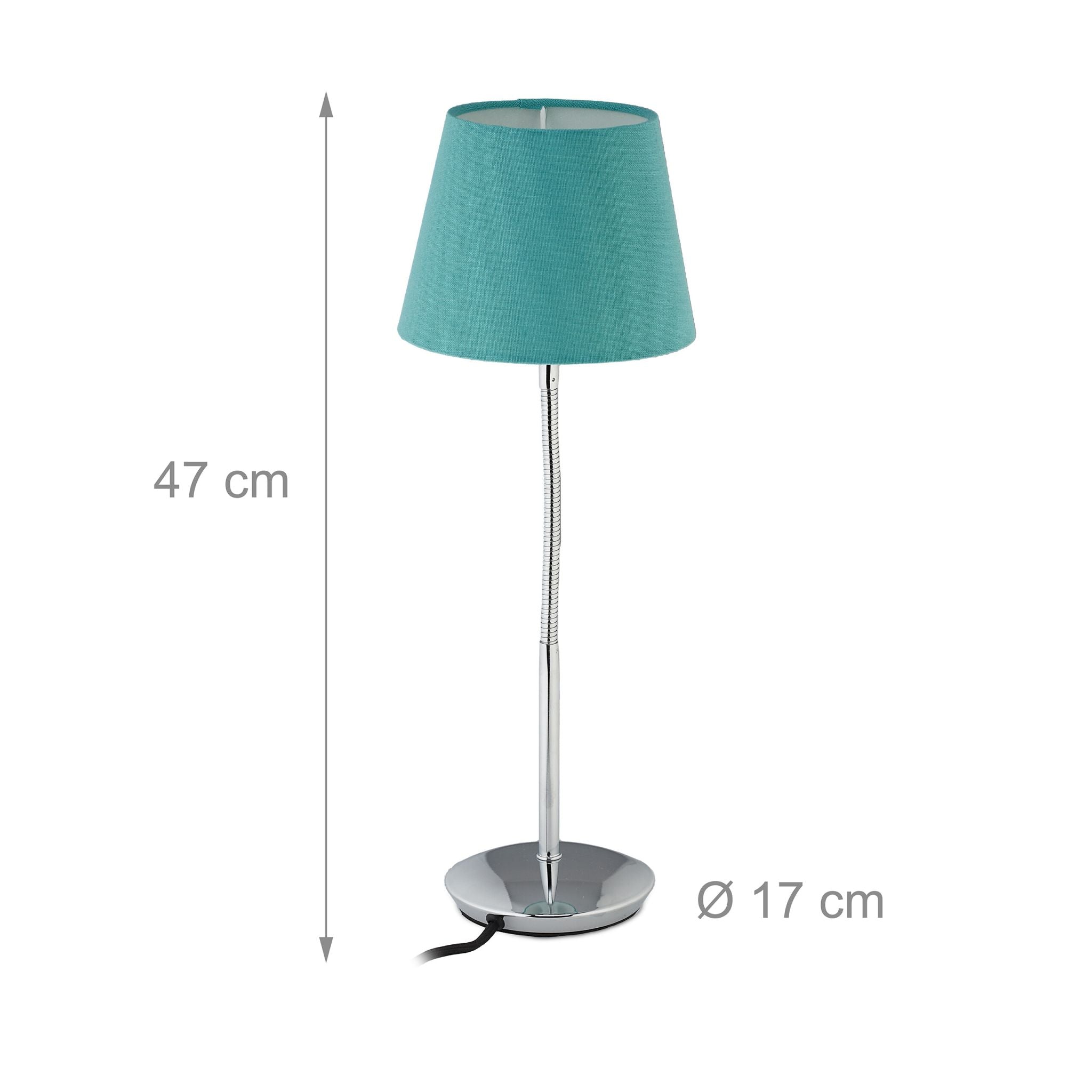 Flexible Tischlampe mit Stoffschirm Silber-Türkis von Relaxdays