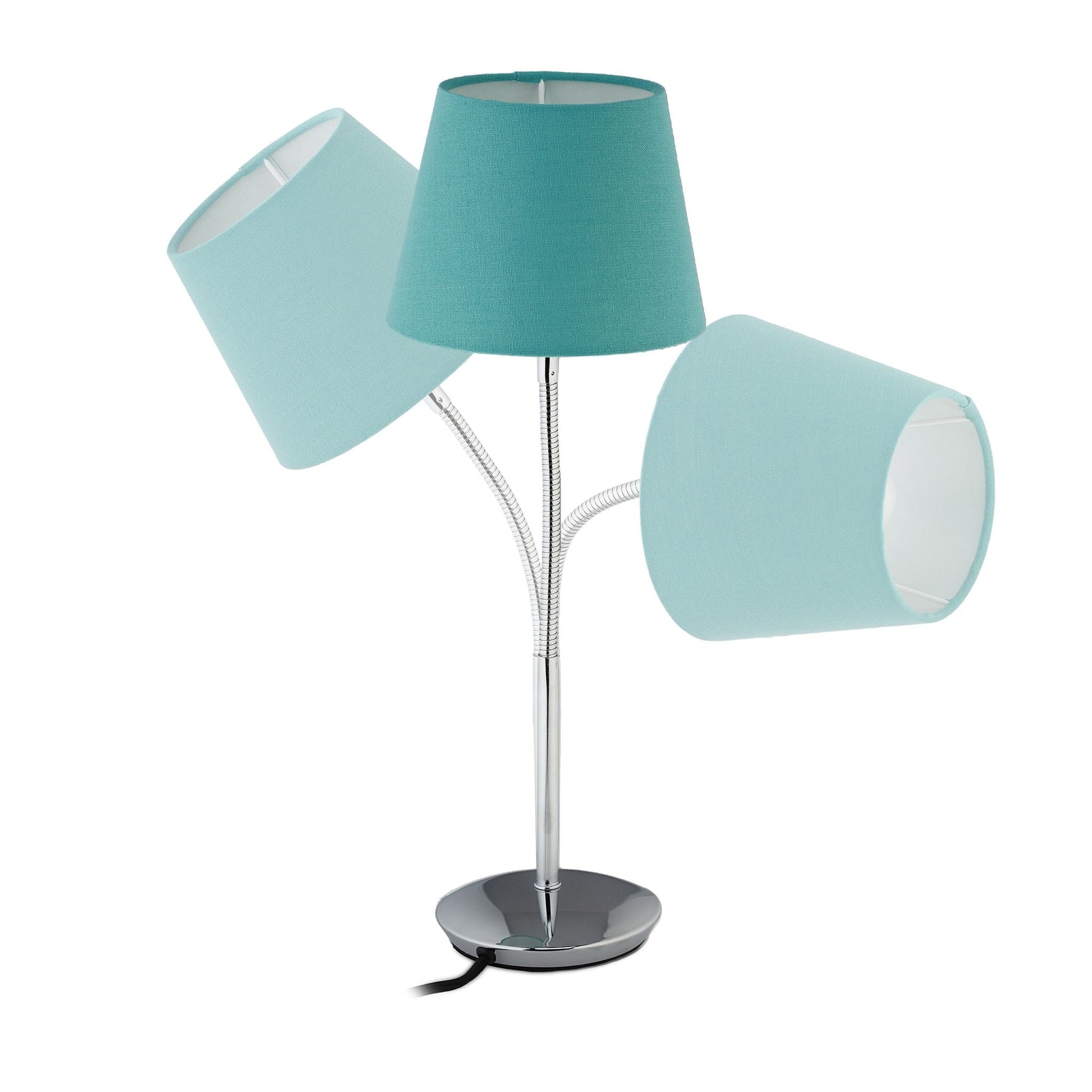 Flexible Tischlampe mit Stoffschirm Silber-Türkis von Relaxdays