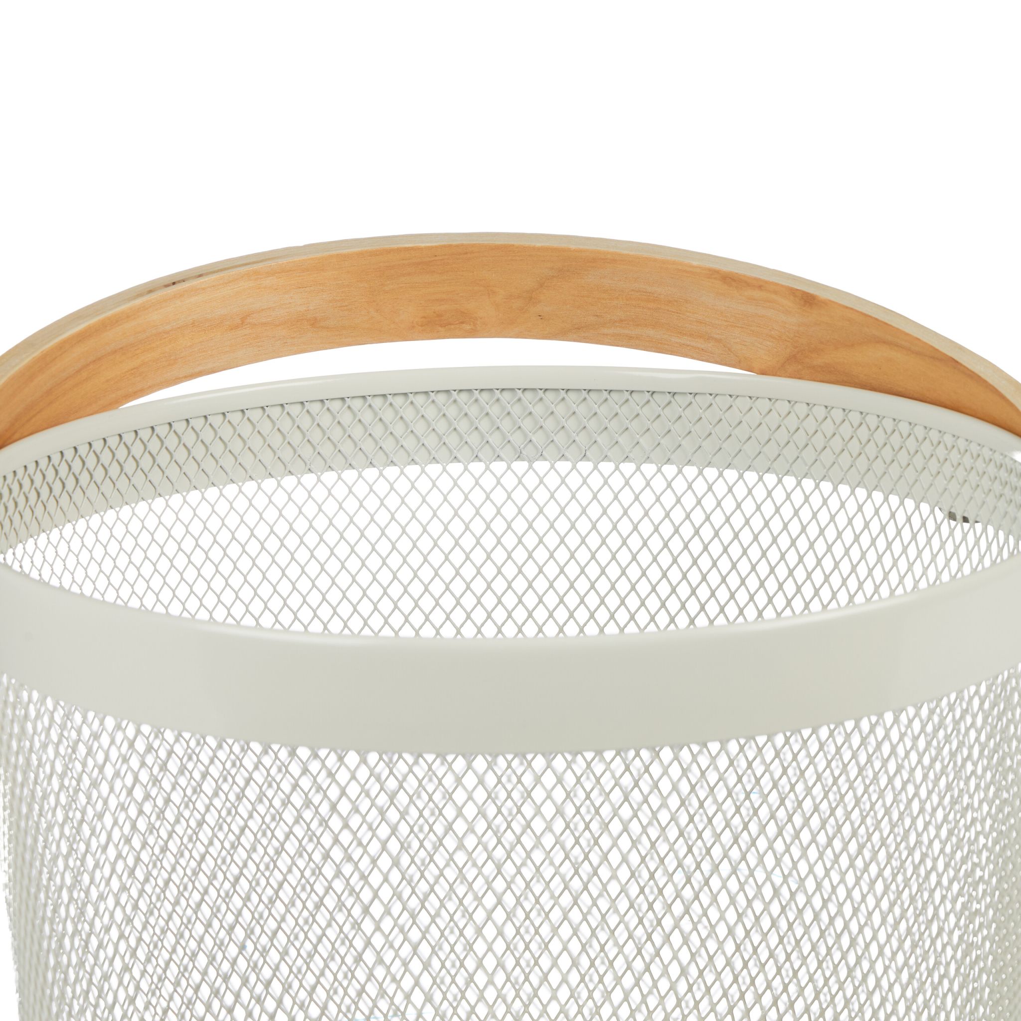 Runder Drahtkorb mit Henkel Weiss-Hellbraun von Relaxdays