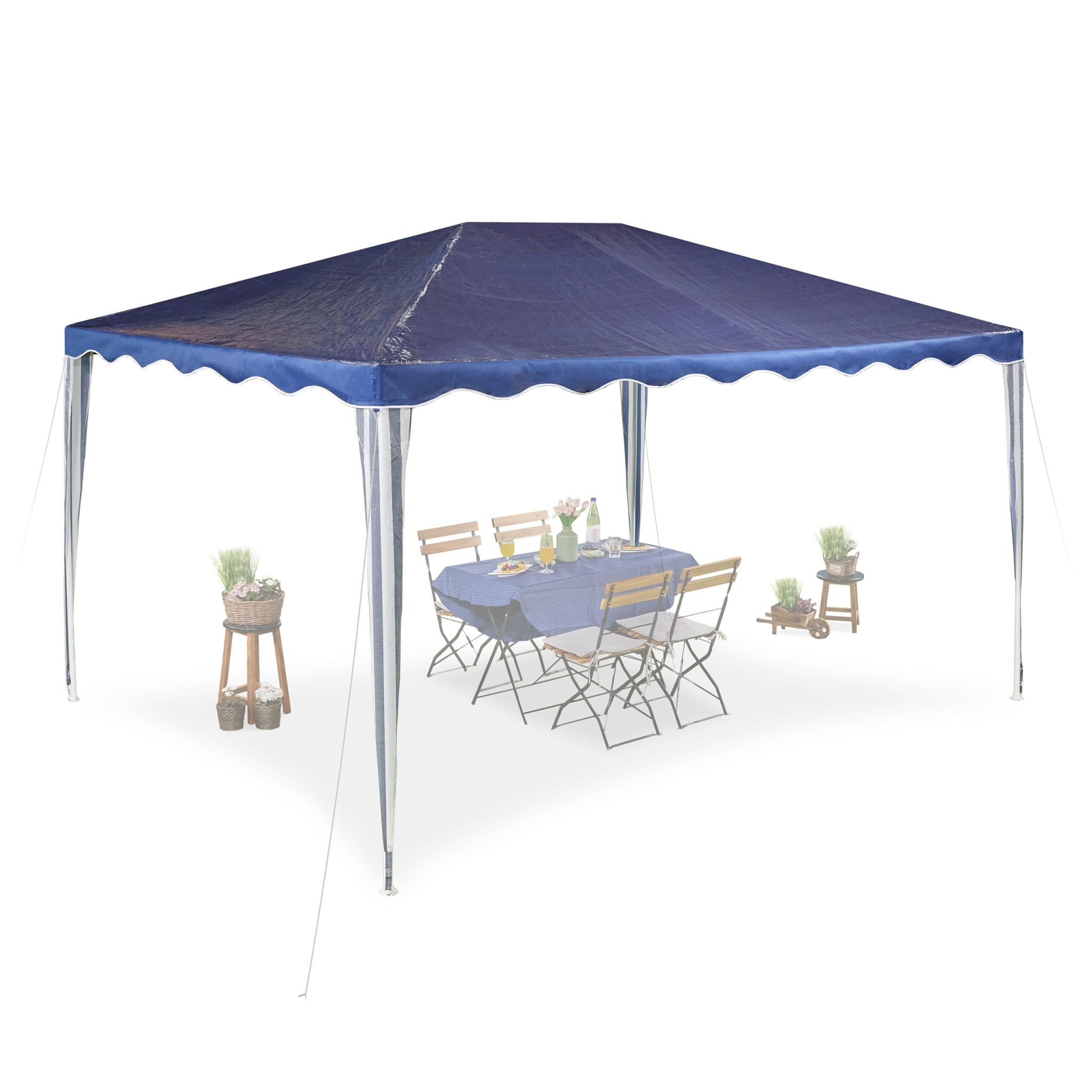 Pavillon 3x4 m Weiss-Dunkelblau von Relaxdays