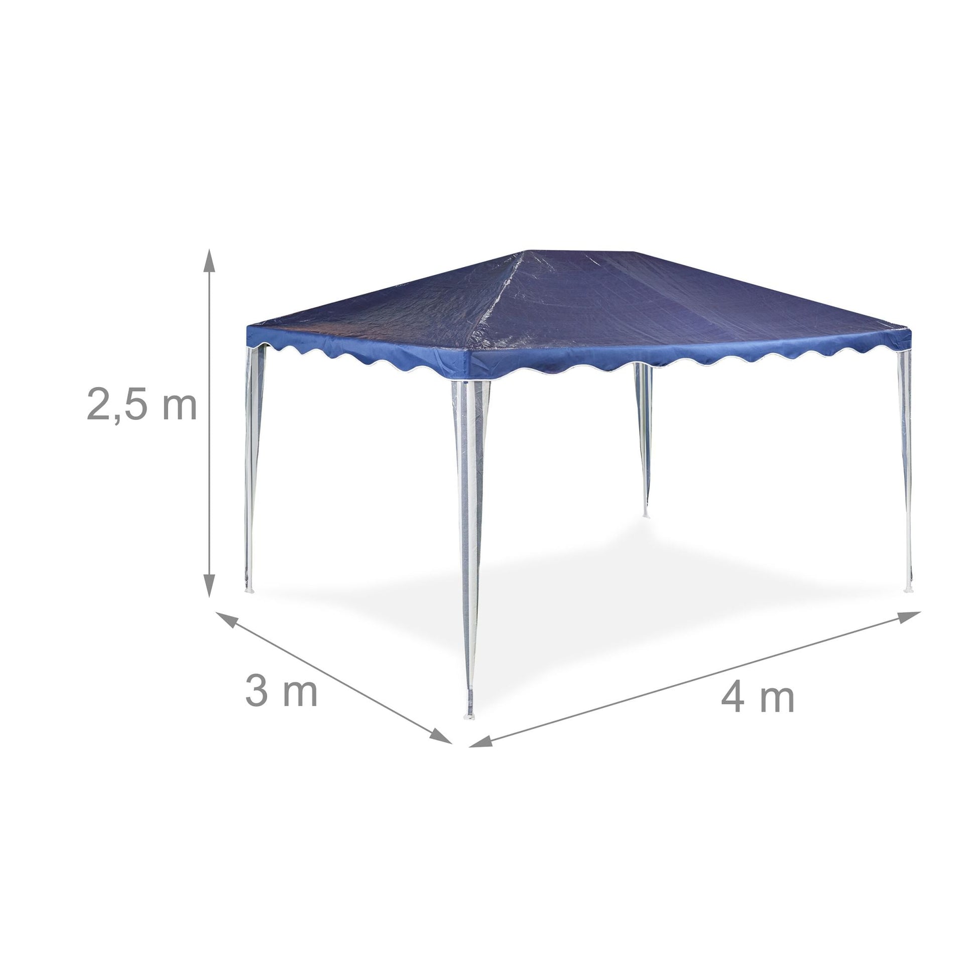 Pavillon 3x4 m Weiss-Dunkelblau von Relaxdays
