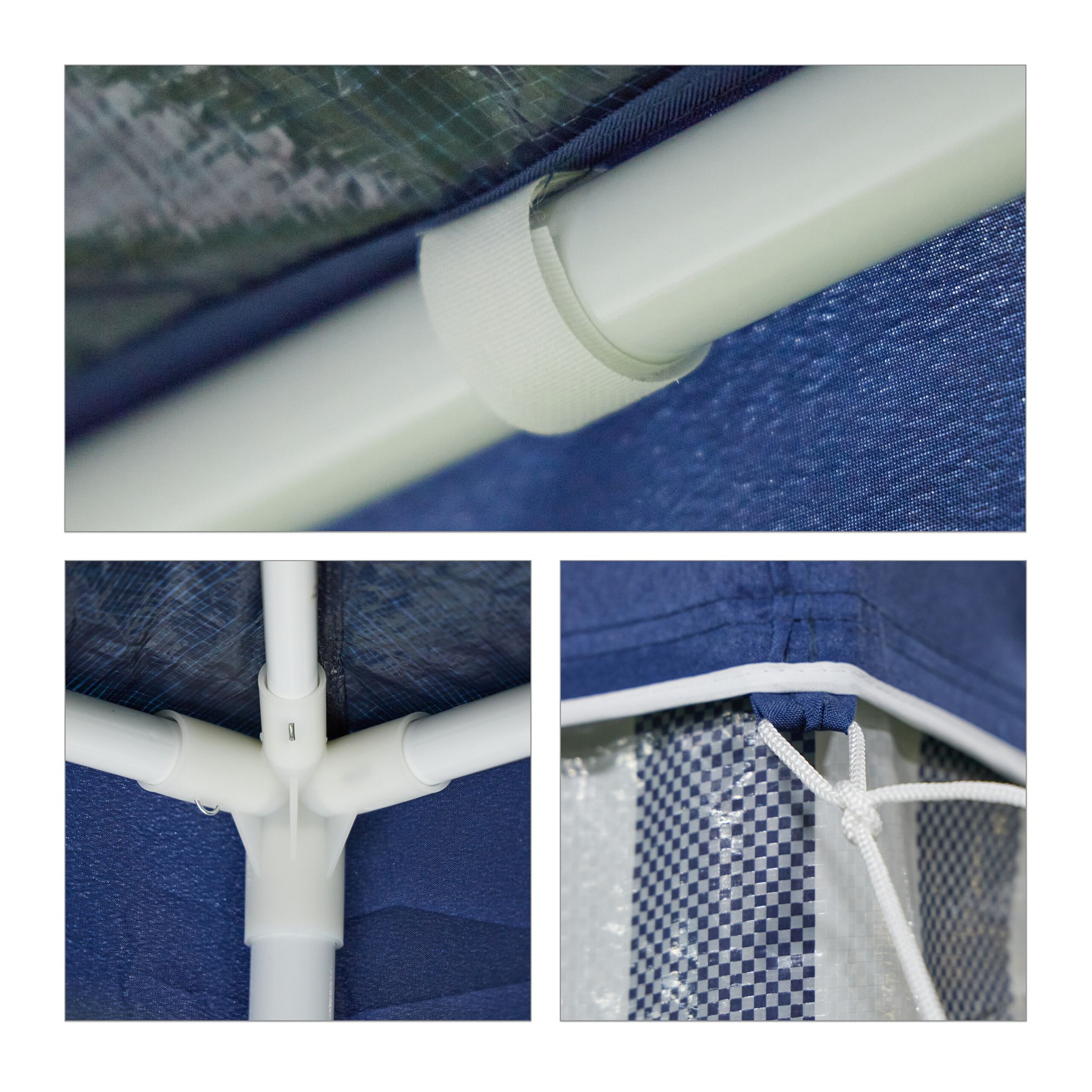 Pavillon 3x4 m Weiss-Dunkelblau von Relaxdays