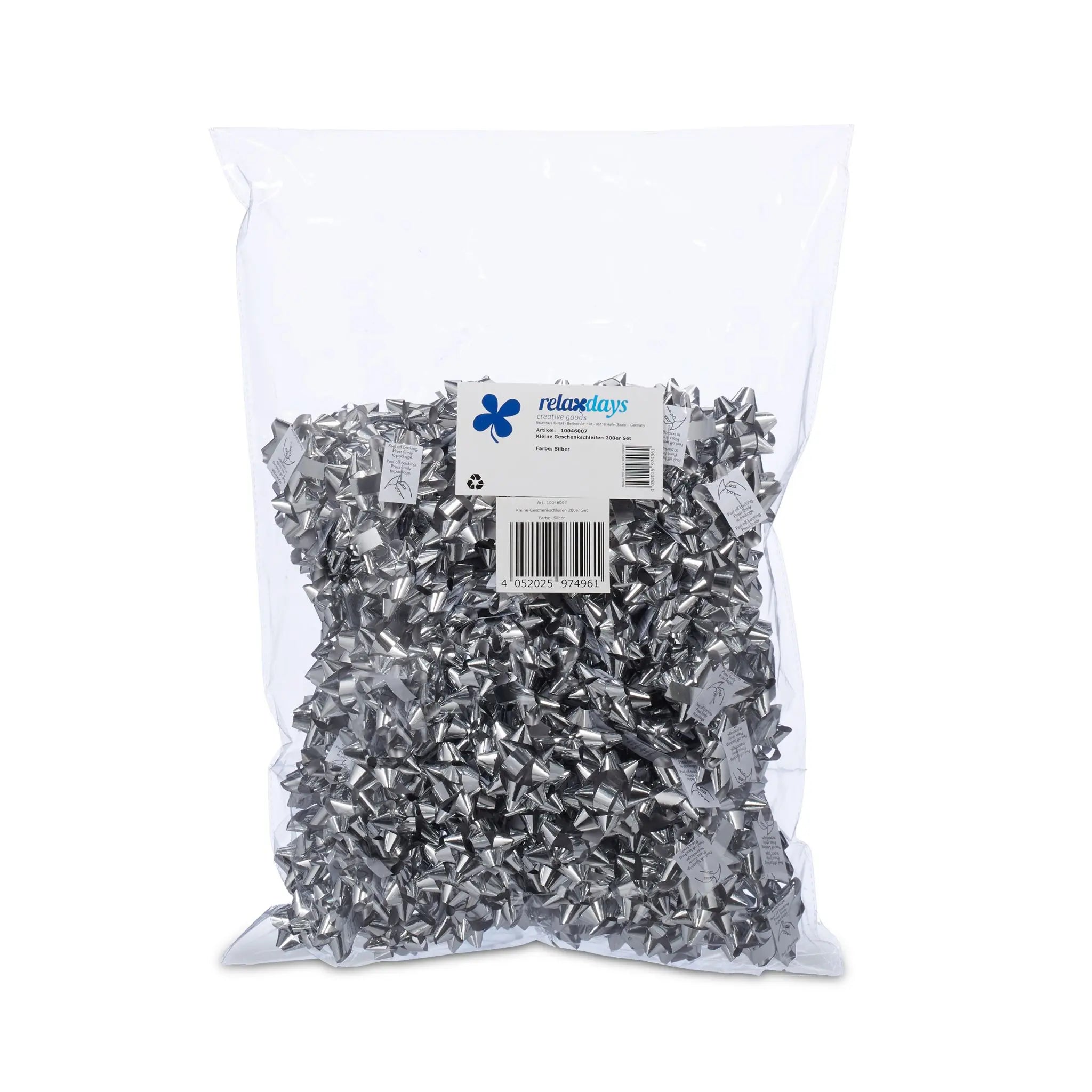 Geschenkschleifen 200er-Set Silber von Relaxdays