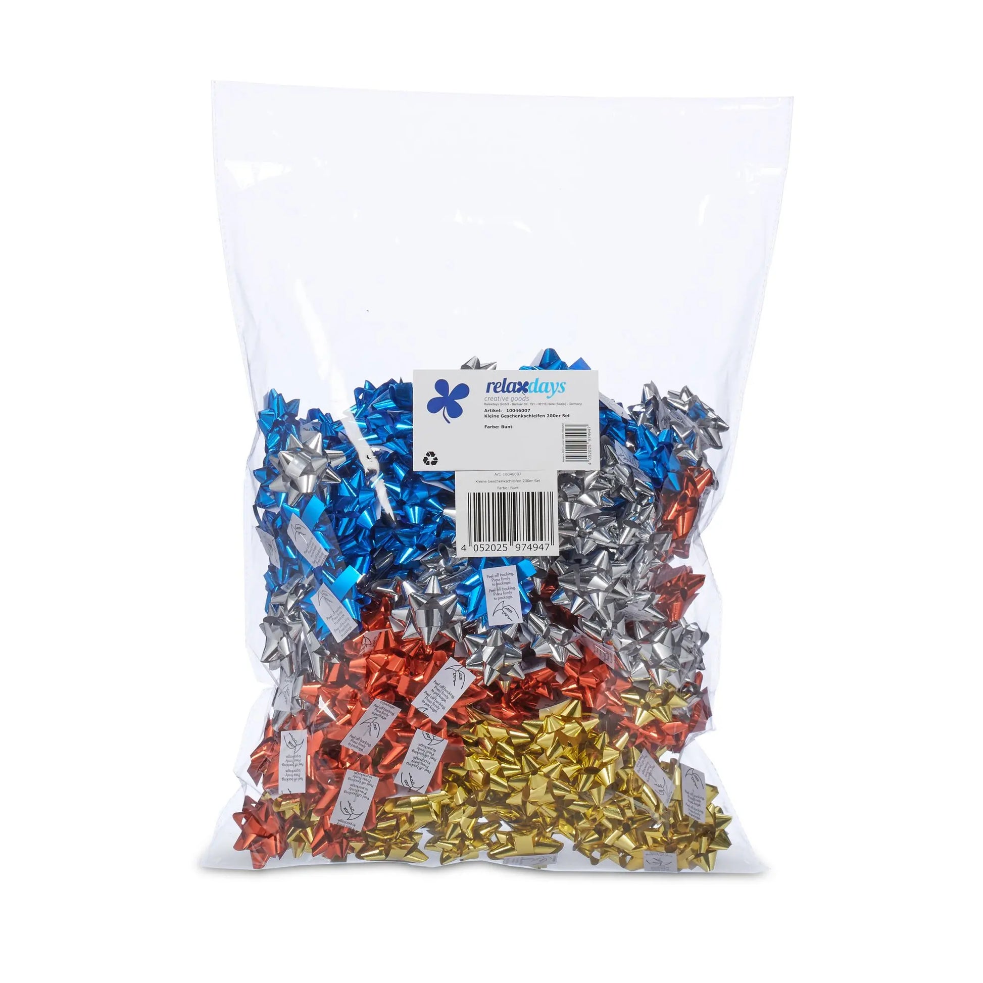 Geschenkschleifen 200er-Set Blau-Rot-Silber von guteszeug.ch