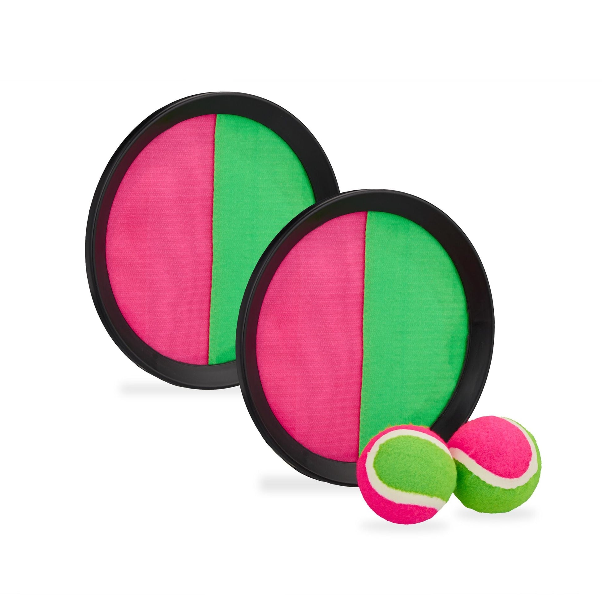 Klettballspiel Set Grün-Pink-Schwarz von Relaxdays