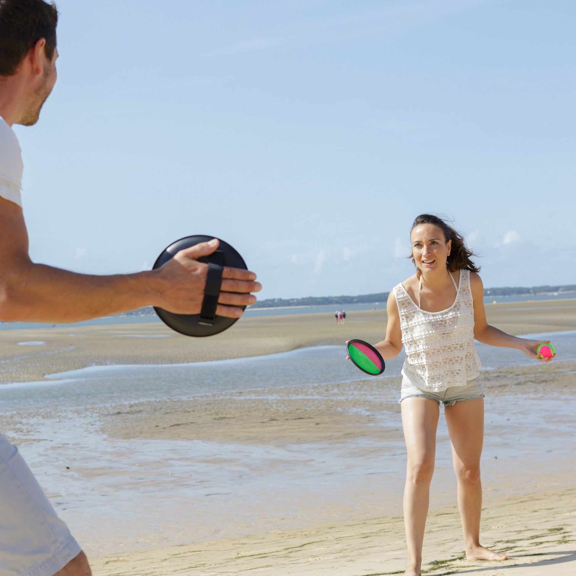Klettballspiel Set Grün-Pink-Schwarz von Relaxdays