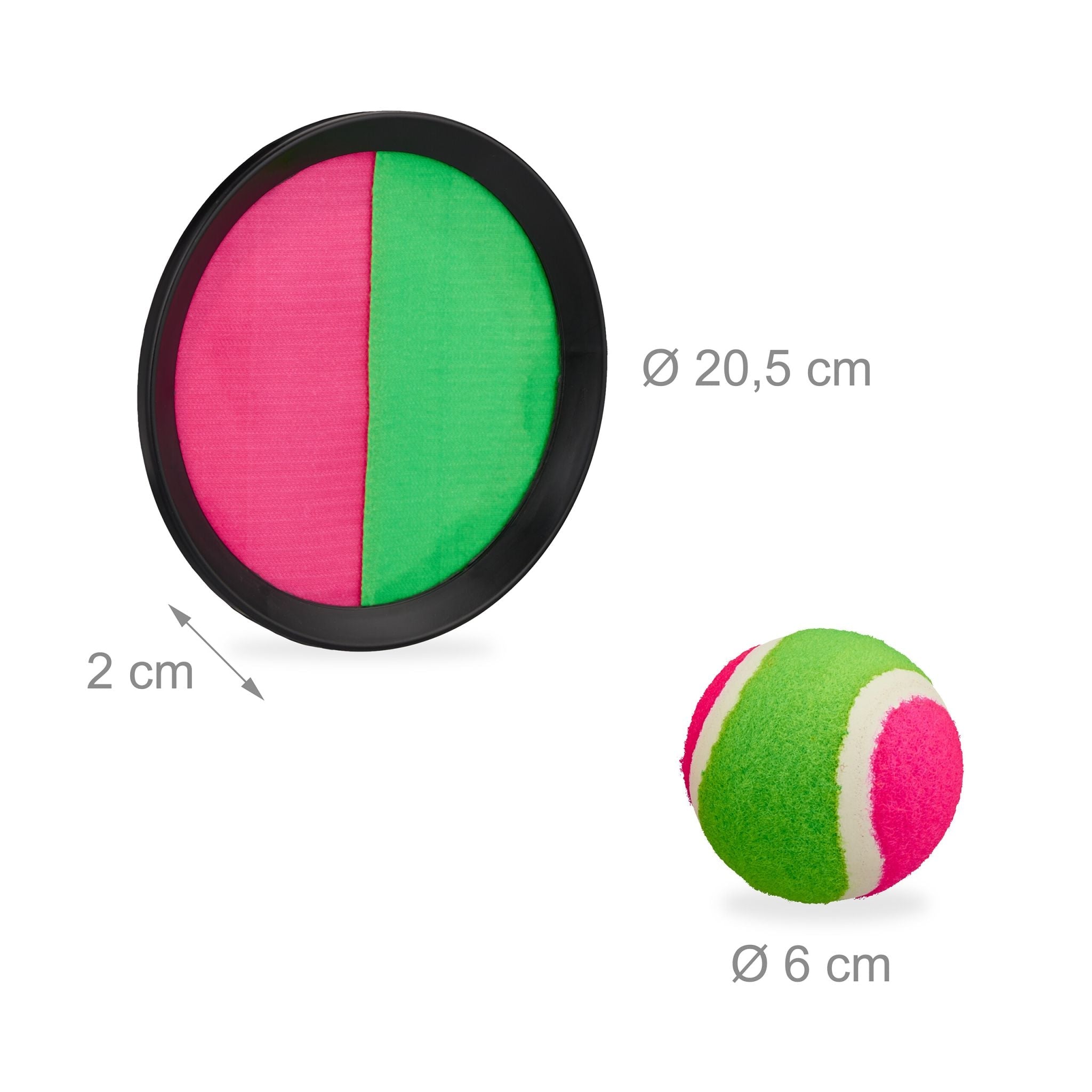Klettballspiel Set Grün-Pink-Schwarz von Relaxdays