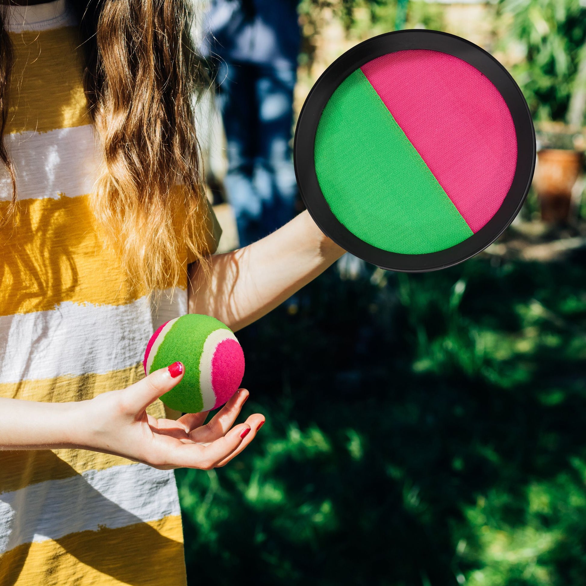 Klettballspiel Set Grün-Pink-Schwarz von Relaxdays