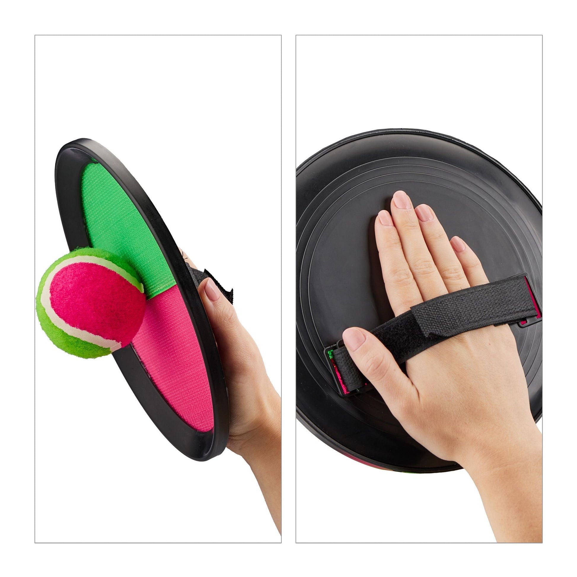 Klettballspiel Set Grün-Pink-Schwarz von Relaxdays
