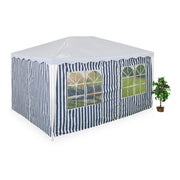 Gestreifte Pavillon Seitenteile 2er-Set Weiss-Dunkelblau-Transparent von Relaxdays