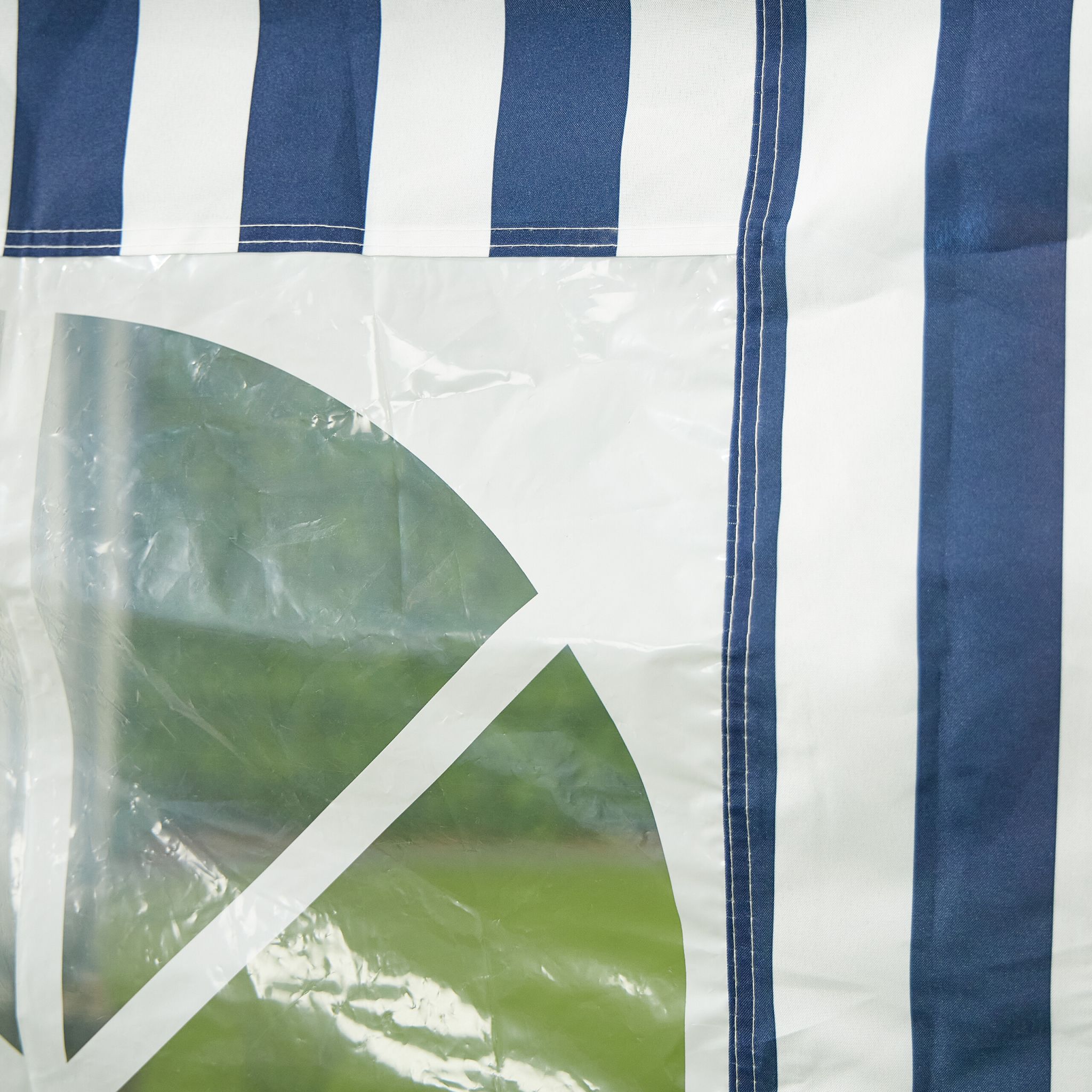 Gestreifte Pavillon Seitenteile 2er-Set Weiss-Dunkelblau-Transparent von Relaxdays