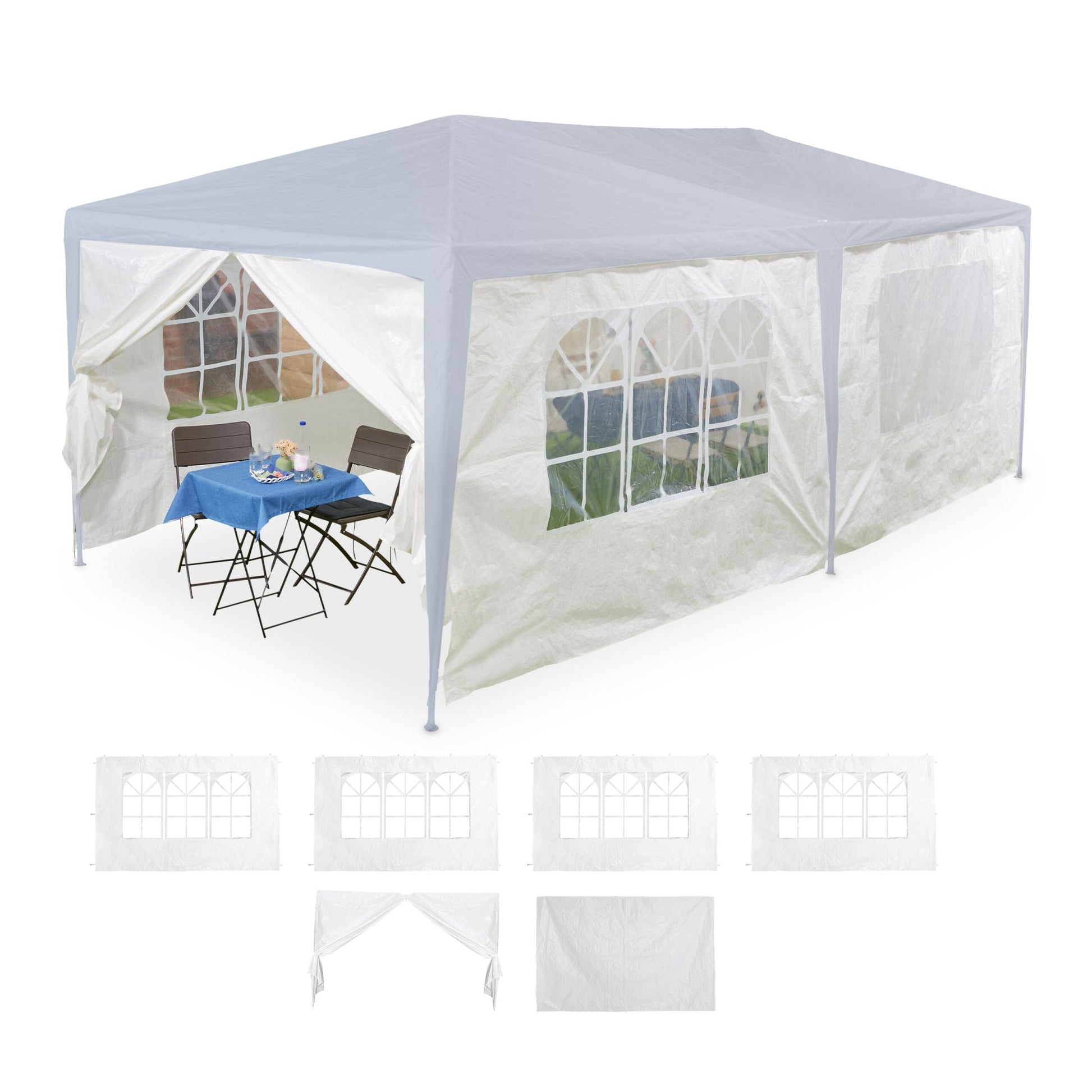 Pavillon Seitenteile 6er-Set Weiss-Transparent von Relaxdays