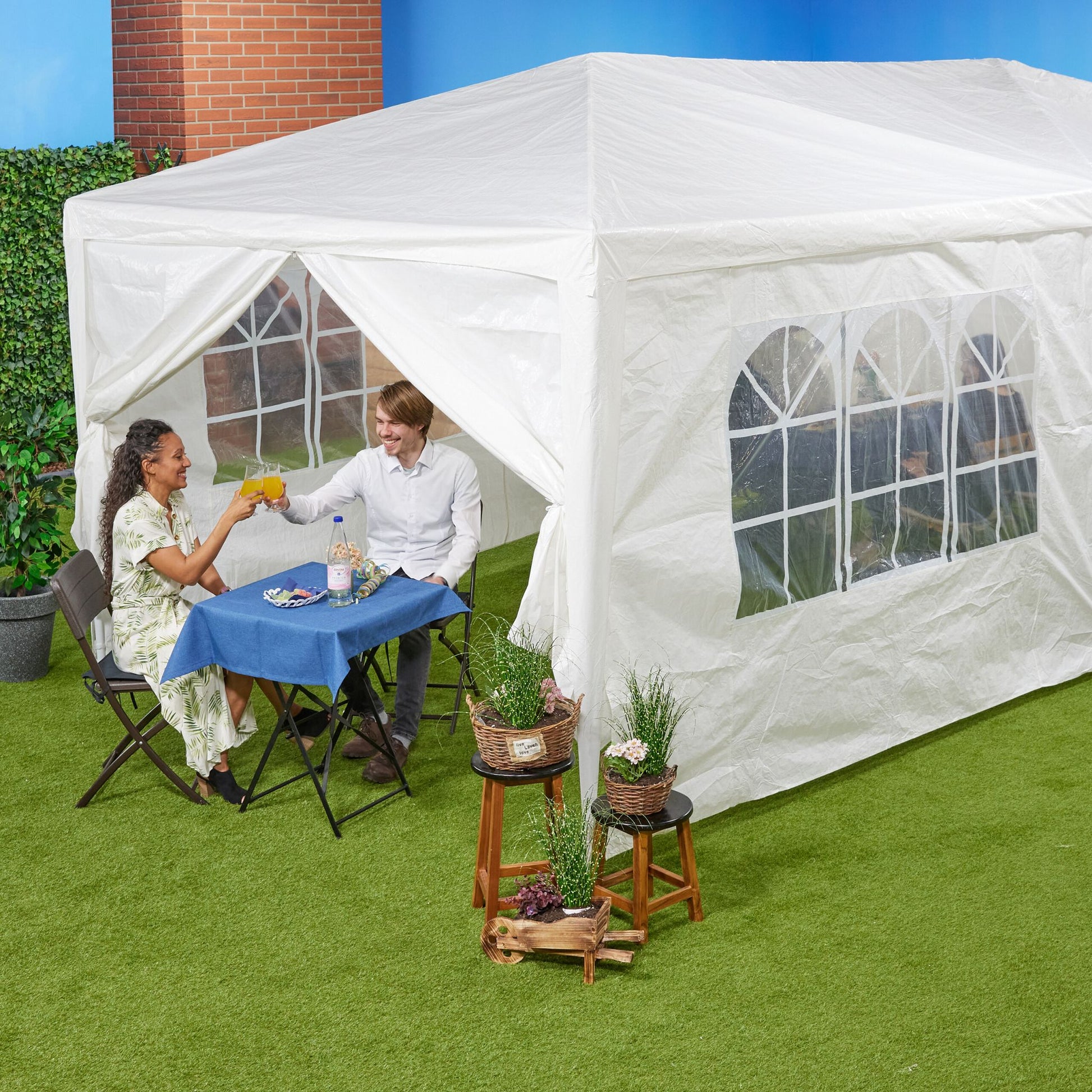 Pavillon Seitenteile 6er-Set Weiss-Transparent von Relaxdays