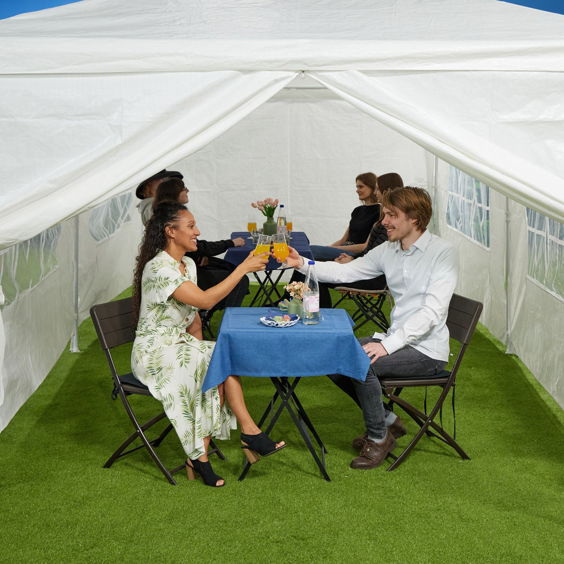 Pavillon Seitenteile 6er-Set Weiss-Transparent von Relaxdays