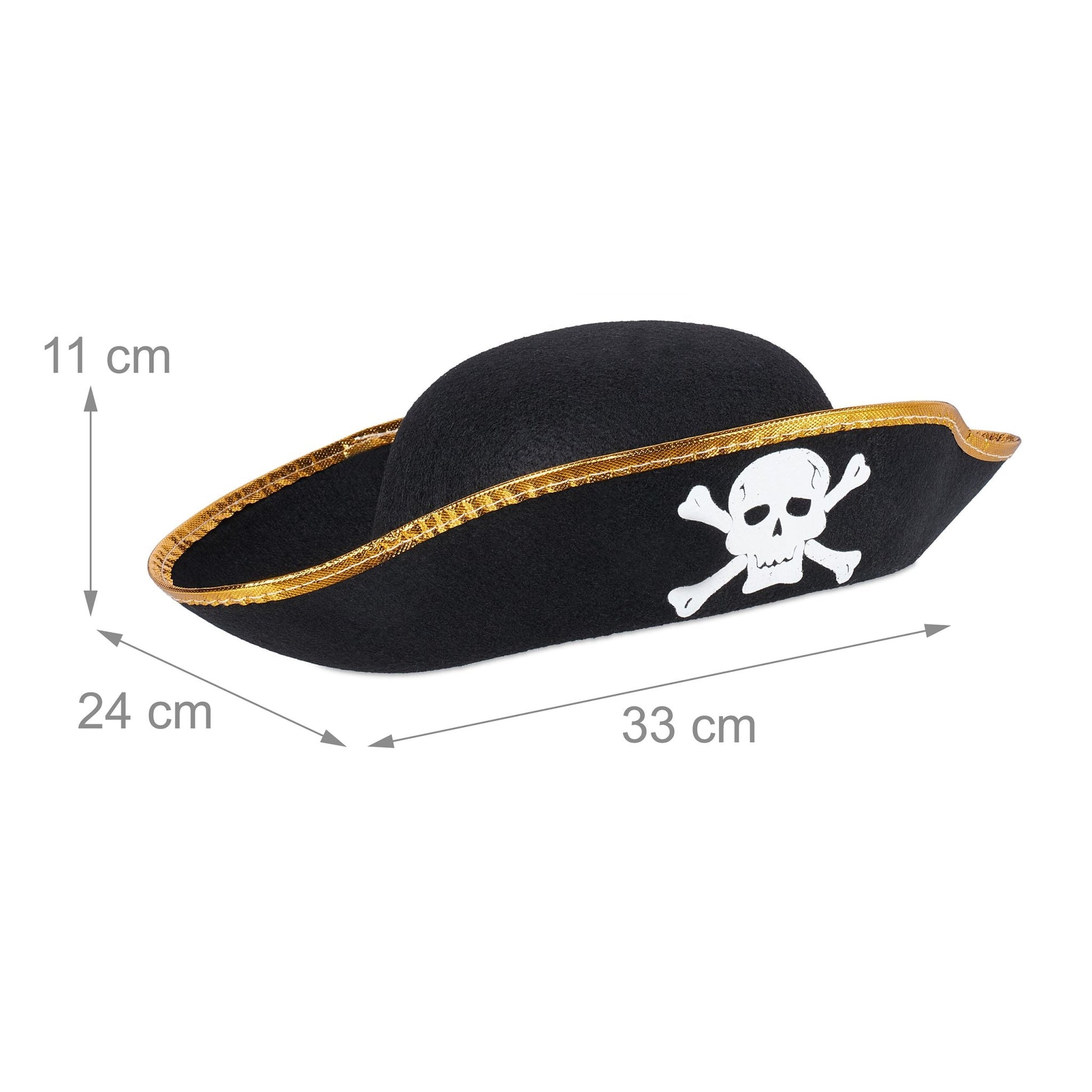 Piratenhut 4er-Set Weiss-Gold-Schwarz von Relaxdays