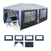 Pavillon Seitenteile 6er-Set Weiss-Dunkelblau-Transparent von Relaxdays