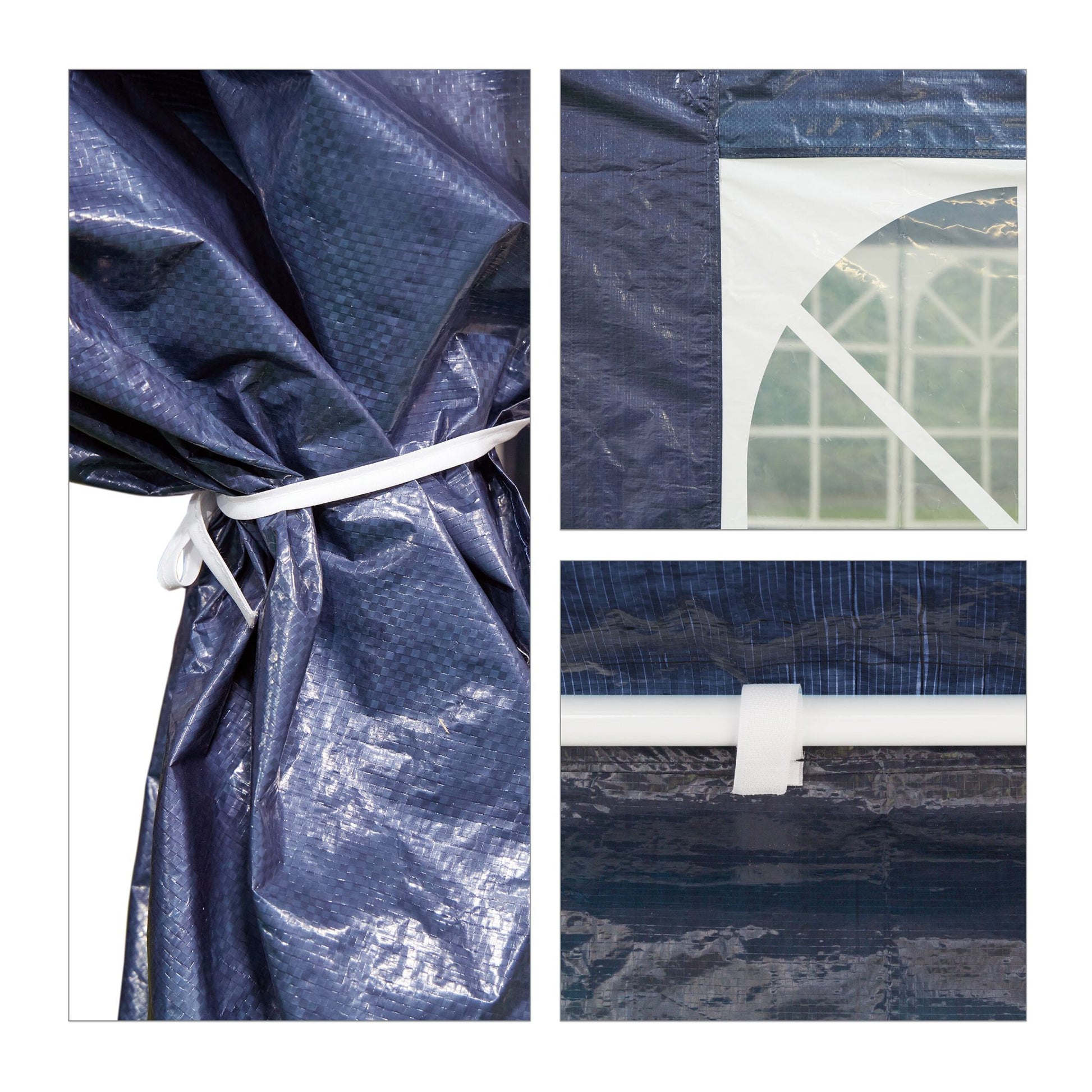 Pavillon Seitenteile 6er-Set Weiss-Dunkelblau-Transparent von Relaxdays