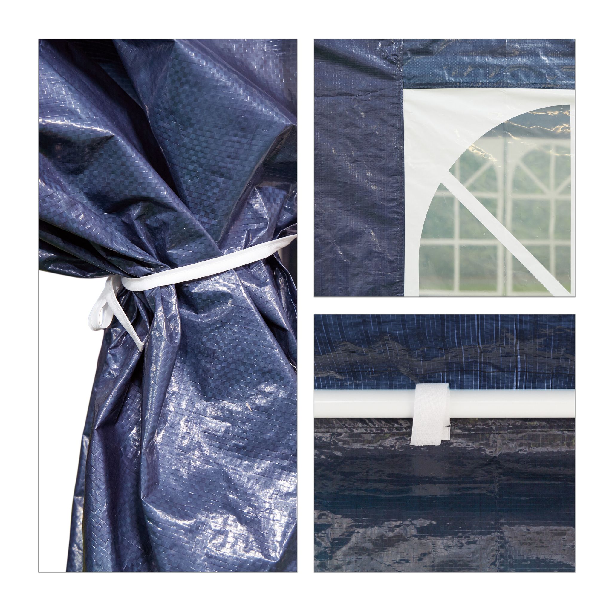 Pavillon Seitenteile 6er-Set Weiss-Dunkelblau-Transparent von Relaxdays