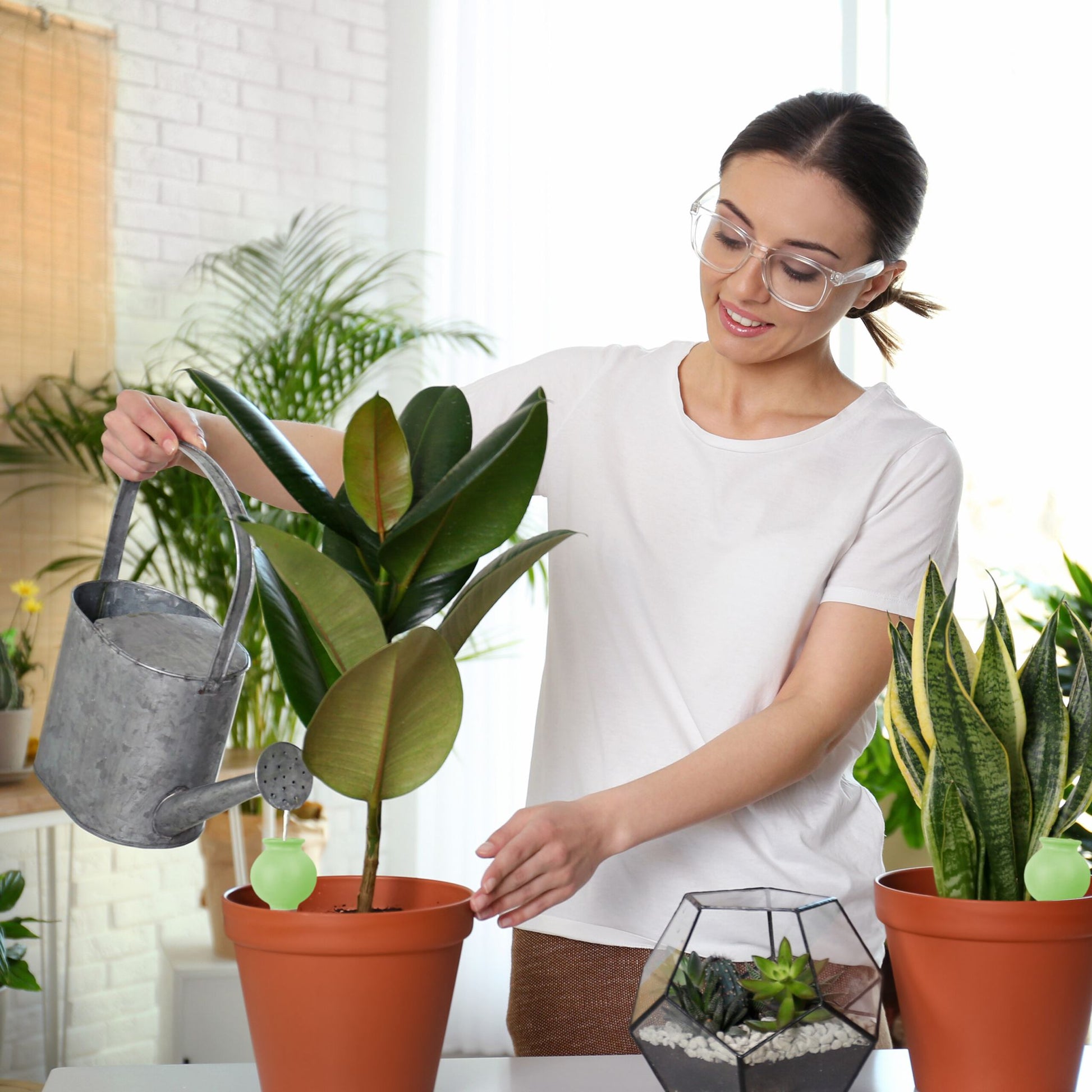 Tonkegel 4er-Set Grün-Hellbraun von Relaxdays