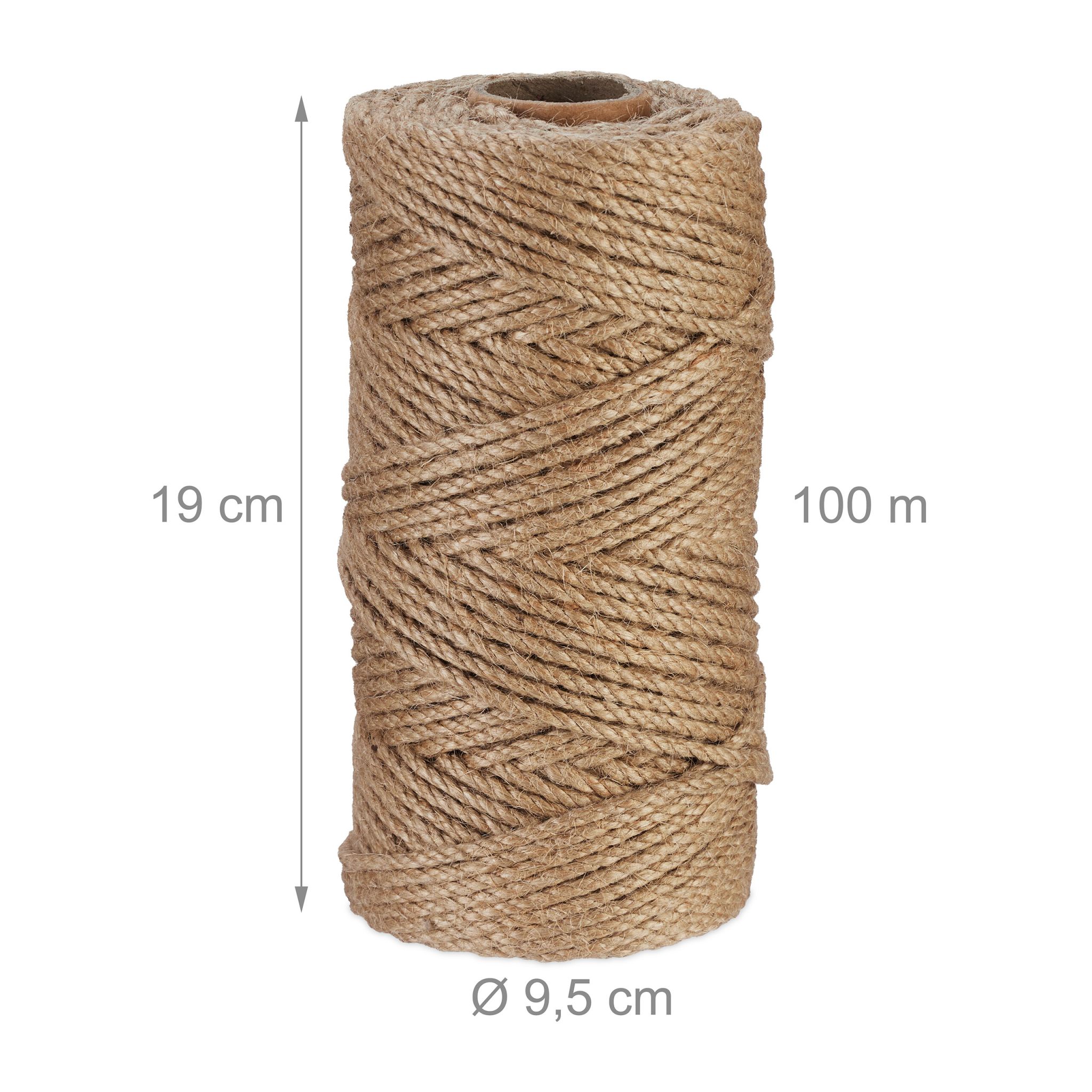 Juteschnur 4 mm x 100 m 2er-Set Hellbraun von Relaxdays