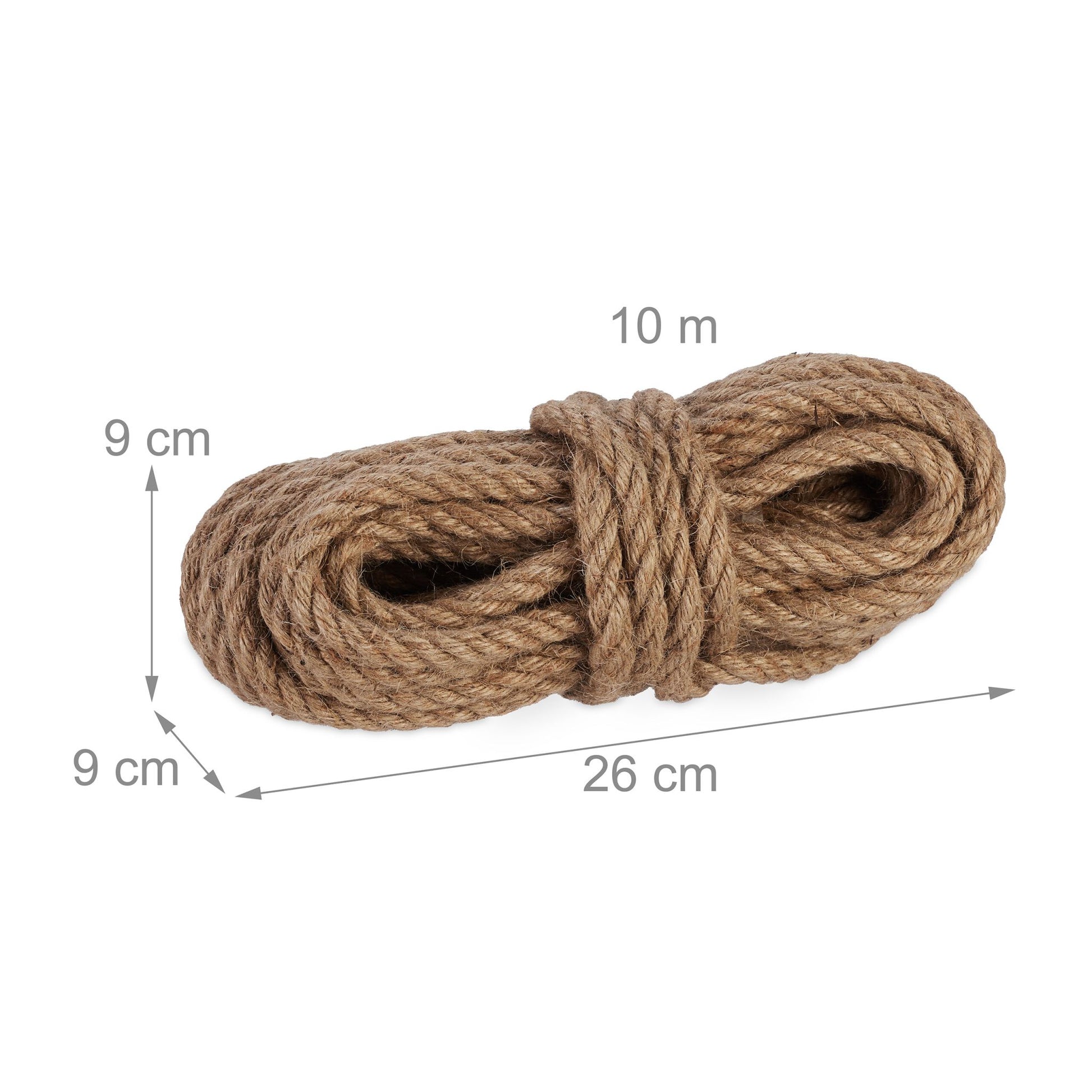 Juteseil 12 mm x 10 m 2er-Set Hellbraun von Relaxdays