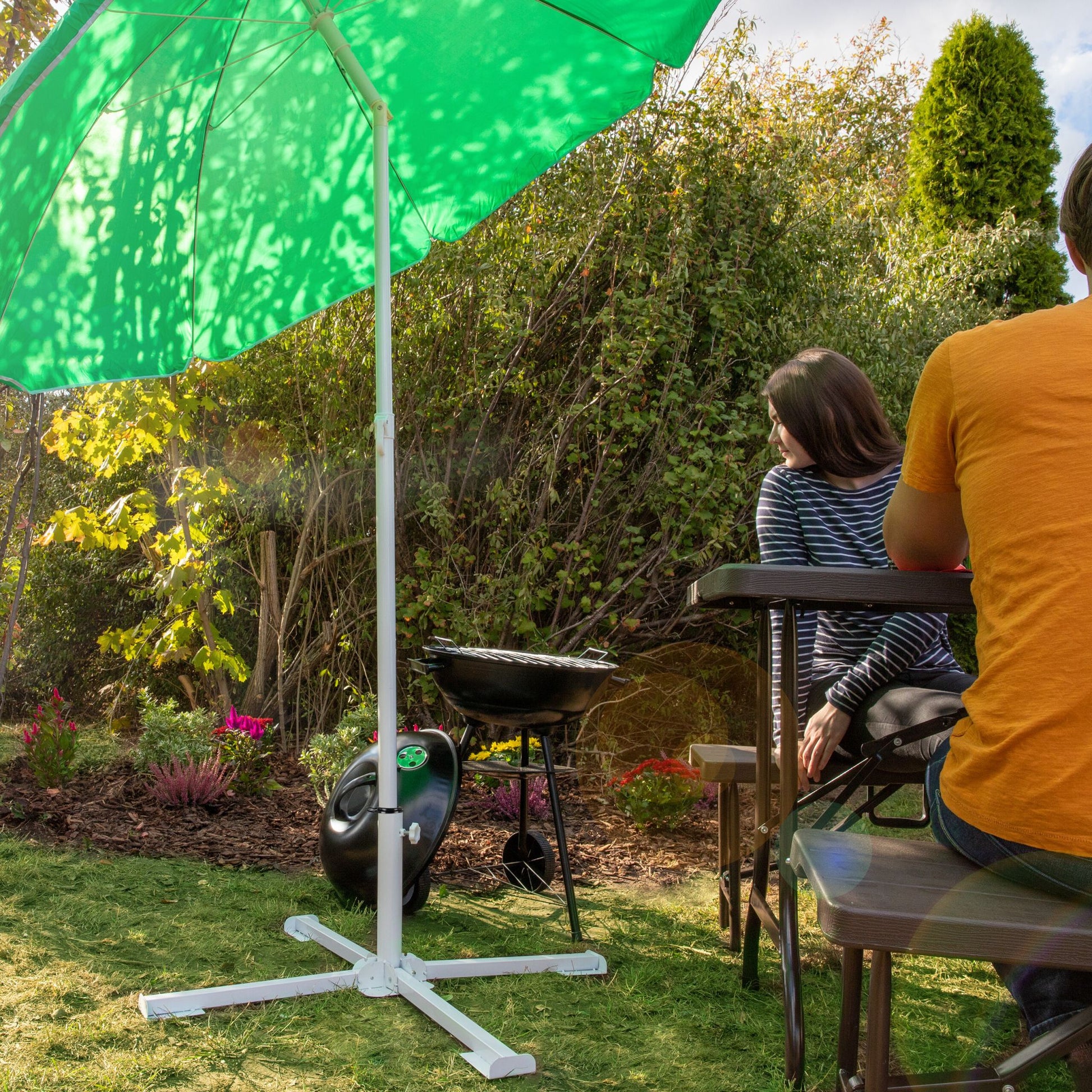Plattenständer Sonnenschirm weiss Weiss von Relaxdays
