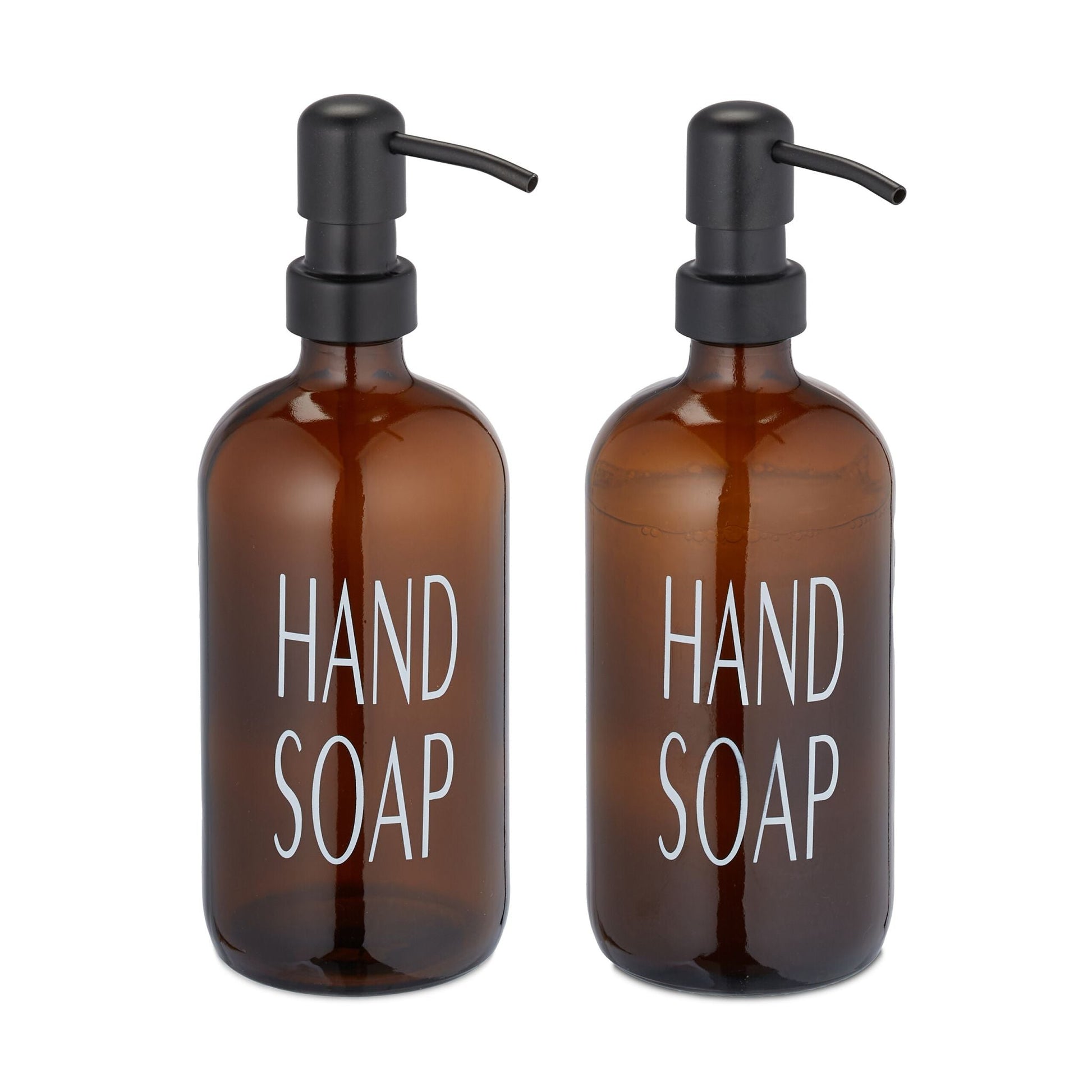Glas Seifenspender 2er-Set Weiss-Braun-Schwarz von Relaxdays