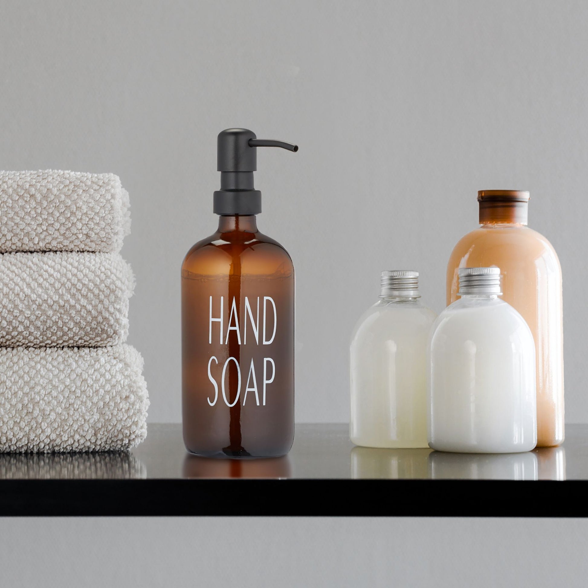 Glas Seifenspender 2er-Set Weiss-Braun-Schwarz von Relaxdays