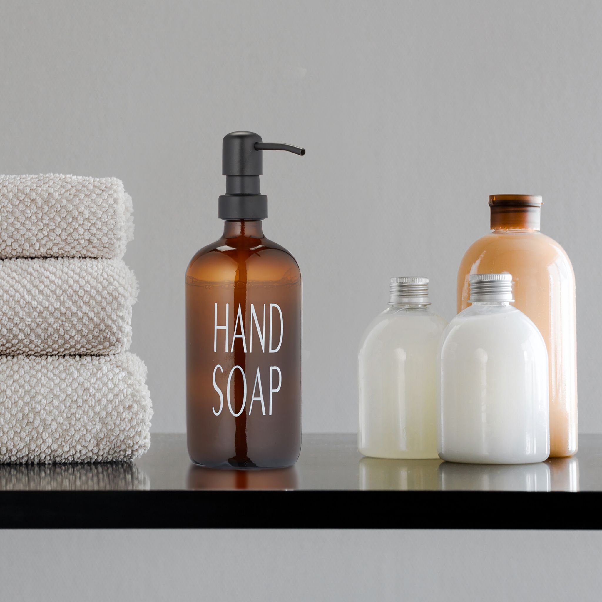 Glas Seifenspender 2er-Set Weiss-Braun-Schwarz von Relaxdays