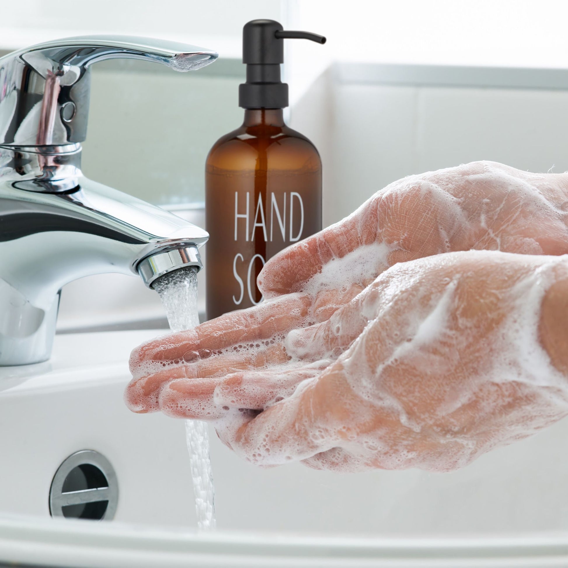 Glas Seifenspender 2er-Set Weiss-Braun-Schwarz von Relaxdays