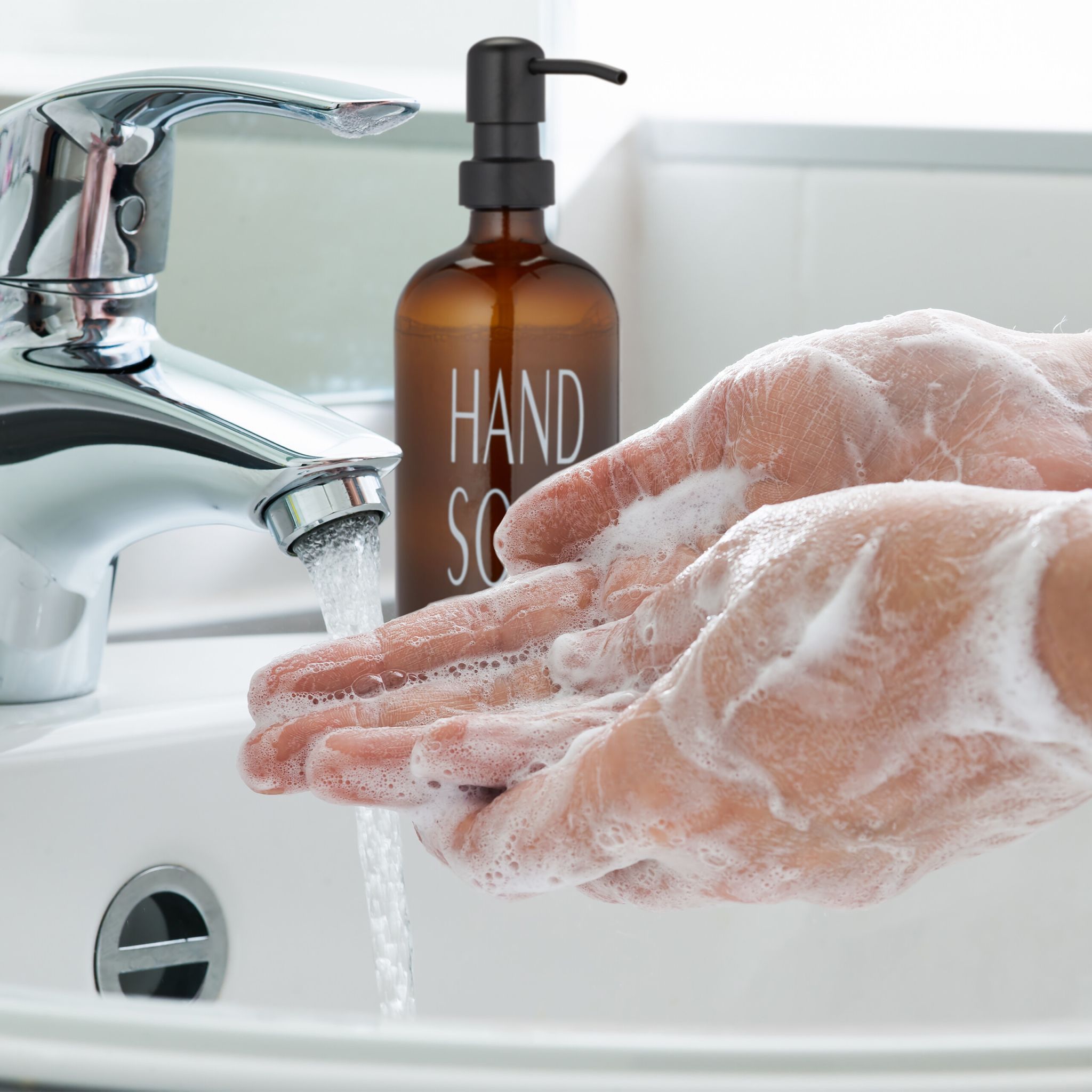 Glas Seifenspender 2er-Set Weiss-Braun-Schwarz von Relaxdays