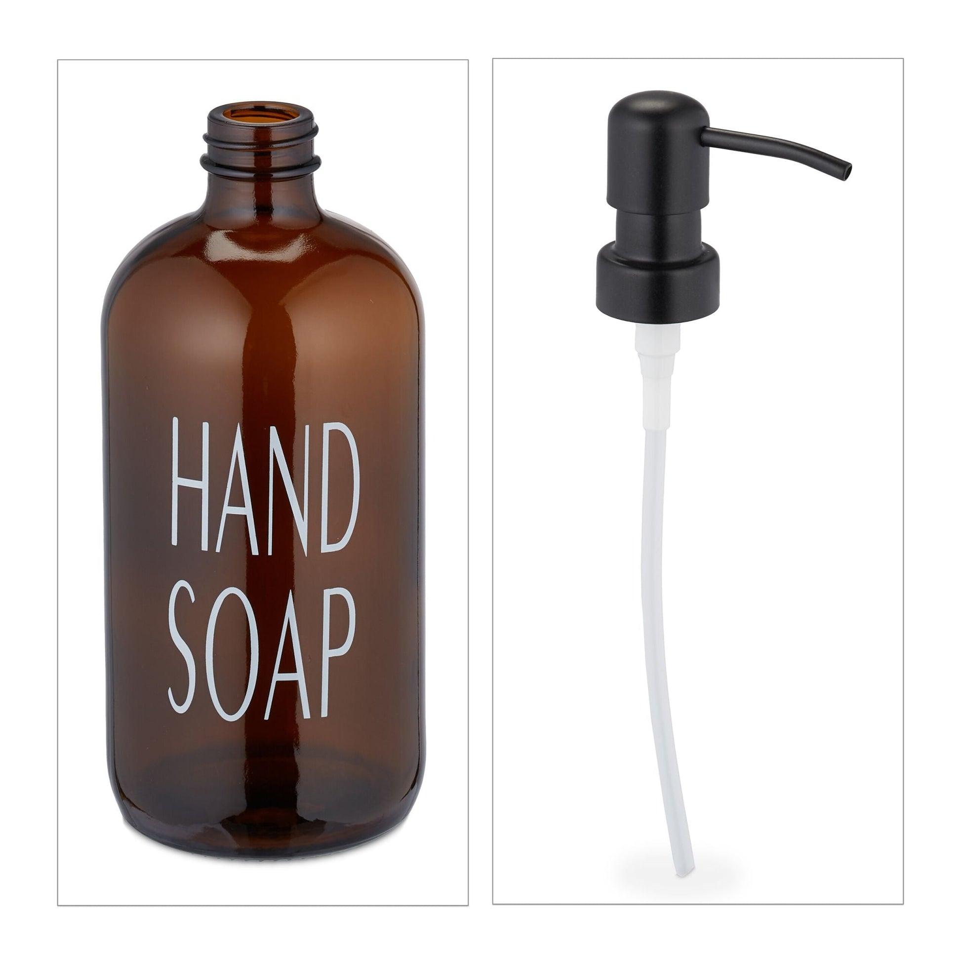 Glas Seifenspender 2er-Set Weiss-Braun-Schwarz von Relaxdays