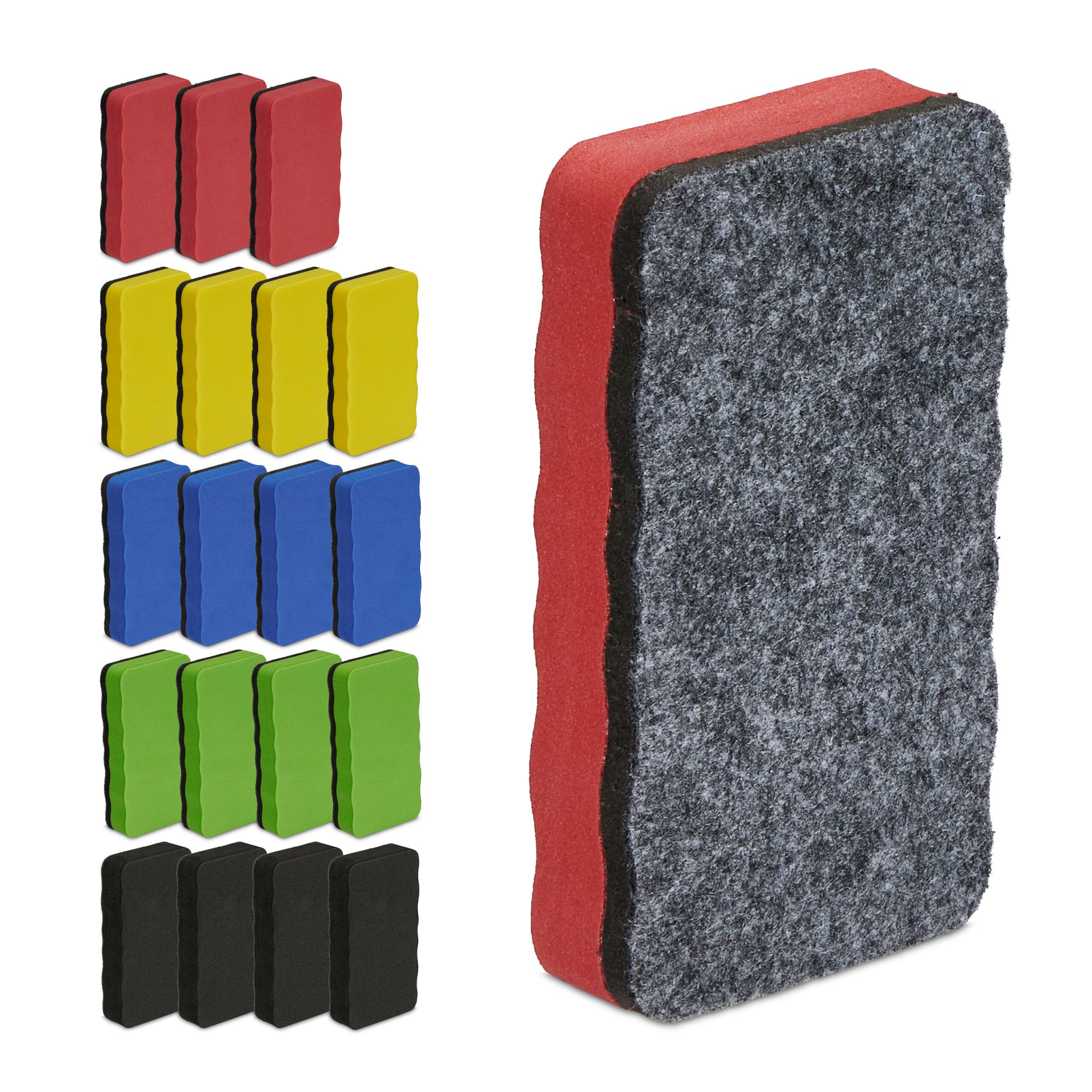 Bunter Whiteboard Schwamm 20er-Set Blau-Grün-Rot
