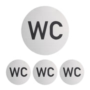 4er-Set WC Schild selbstklebend Schwarz-Silber von Relaxdays