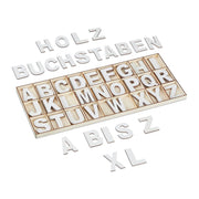 Holzbuchstaben XL 104er-Set Beige-Weiss von Relaxdays