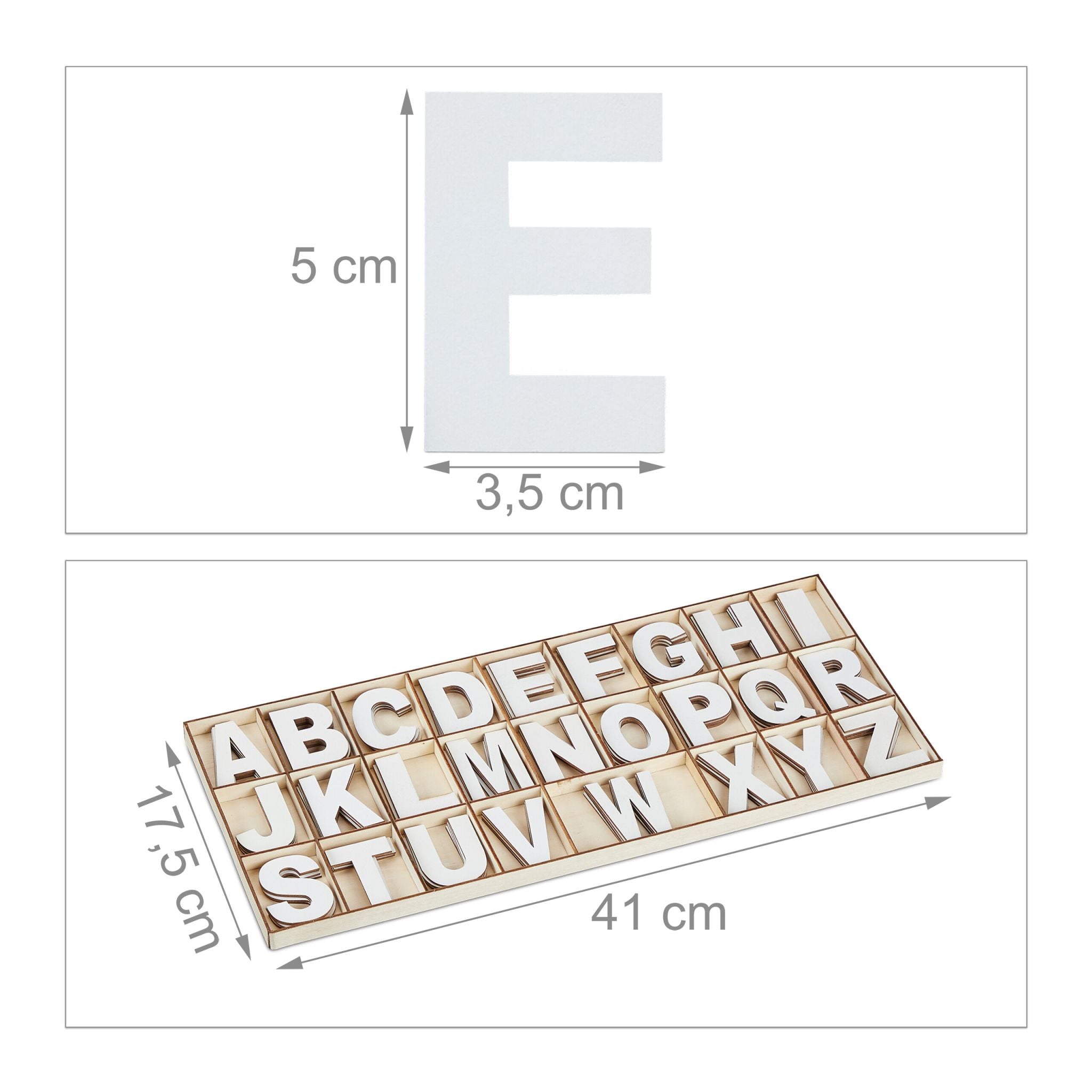 Holzbuchstaben XL 104er-Set Beige-Weiss von Relaxdays