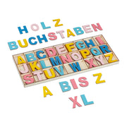 Holzbuchstaben XL 104er-Set Beige-Blau-Rosa von Relaxdays