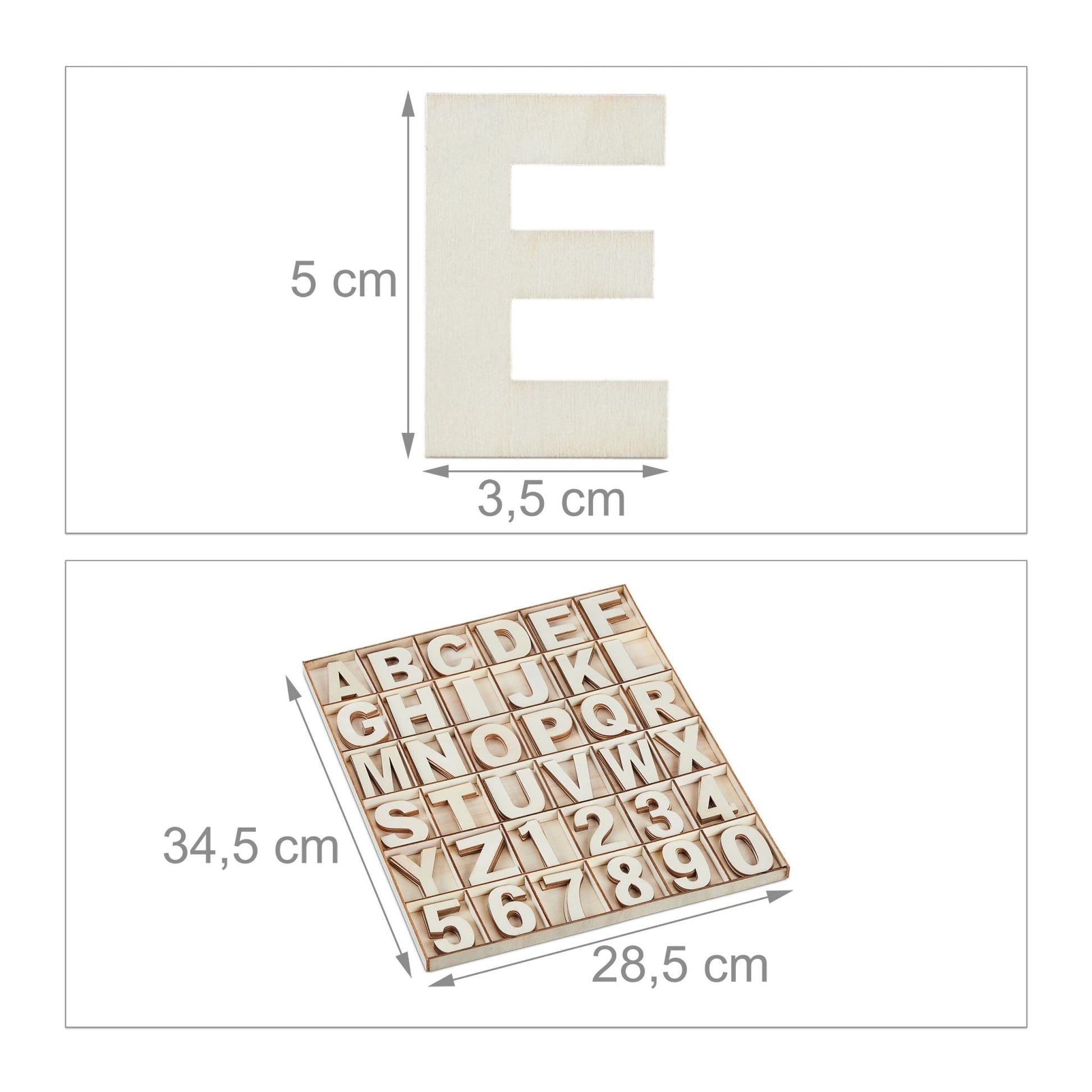 Holzbuchstaben & -zahlen 144er-Set Beige von Relaxdays
