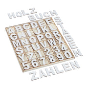 Holzbuchstaben & -zahlen 144er-Set Weiss-Hellbraun von Relaxdays