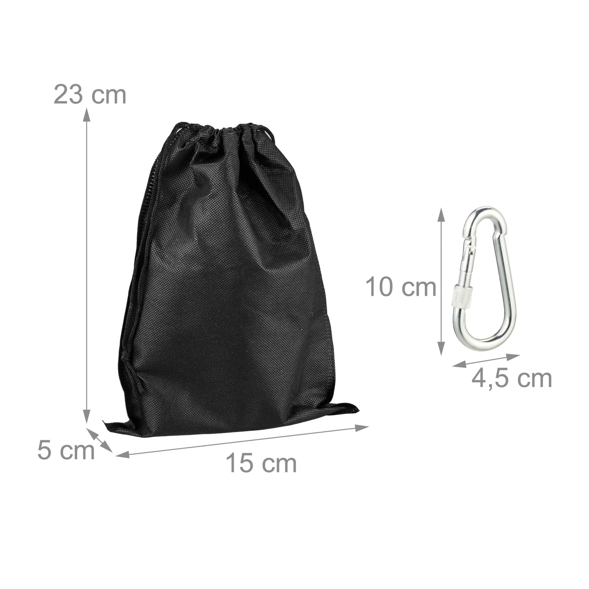 Hängemattenaufhängung 7-tlg. Set Schwarz-Silber-Grau von Relaxdays