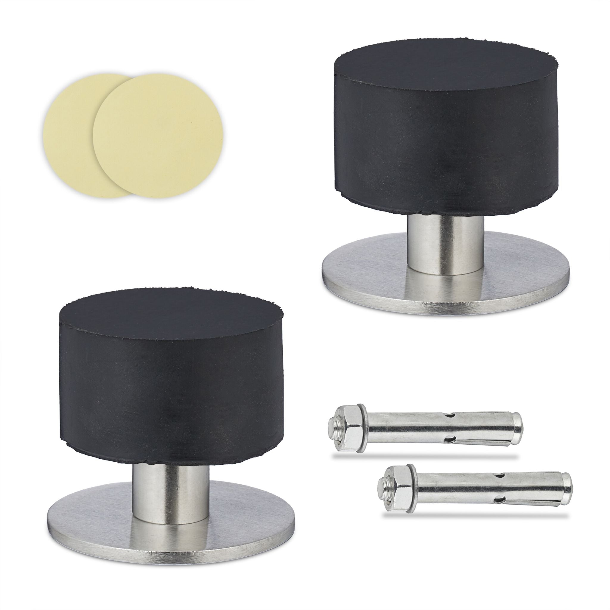 Türstopper Gummi 2er-Set Schwarz-Silber von Relaxdays