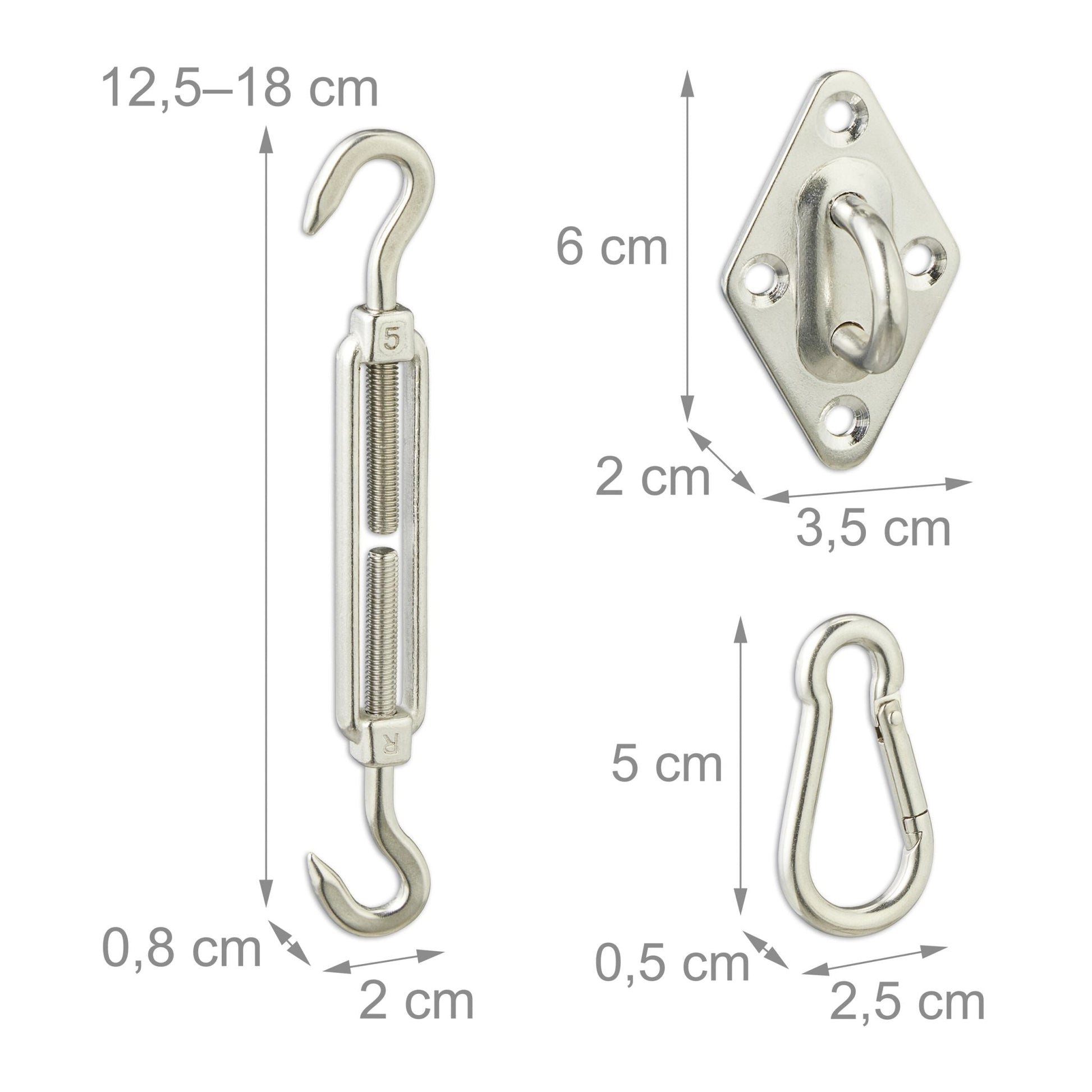 Sonnensegel Befestigung Set 40-teilig Silber von Relaxdays