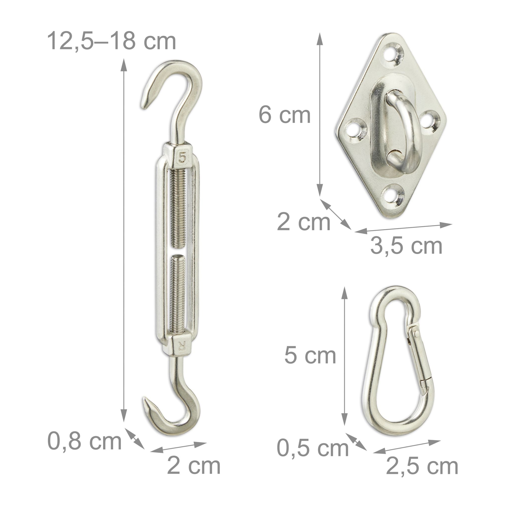 Sonnensegel Befestigung Set 40-teilig Silber von Relaxdays