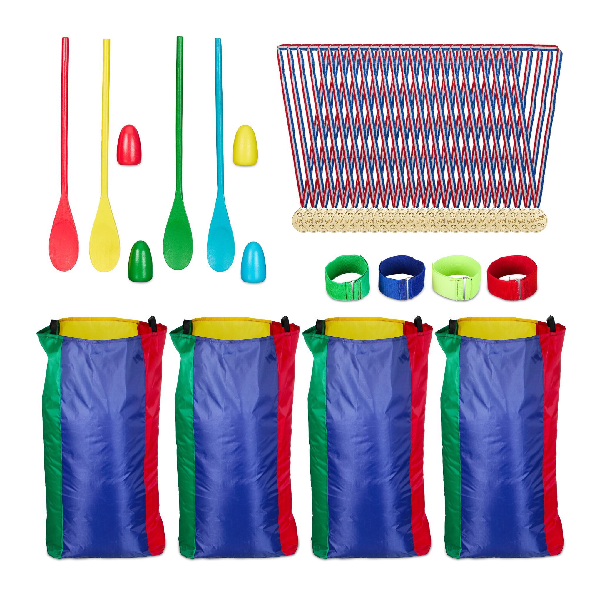 Outdoor Spiele für Kinder Set Blau-Grün-Rot von Relaxdays