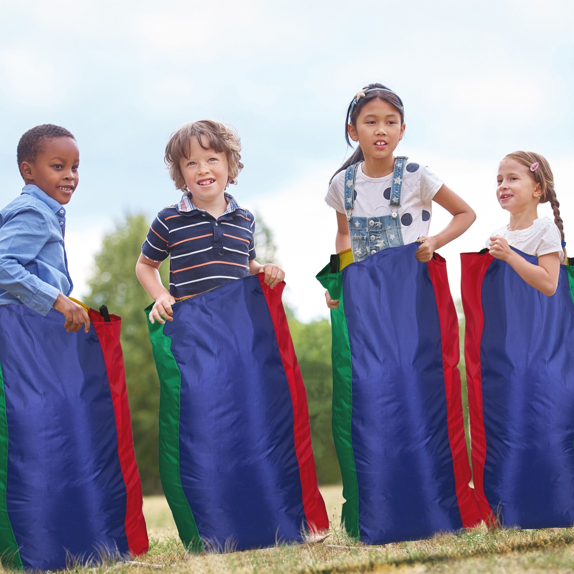 Outdoor Spiele für Kinder Set Blau-Grün-Rot von Relaxdays