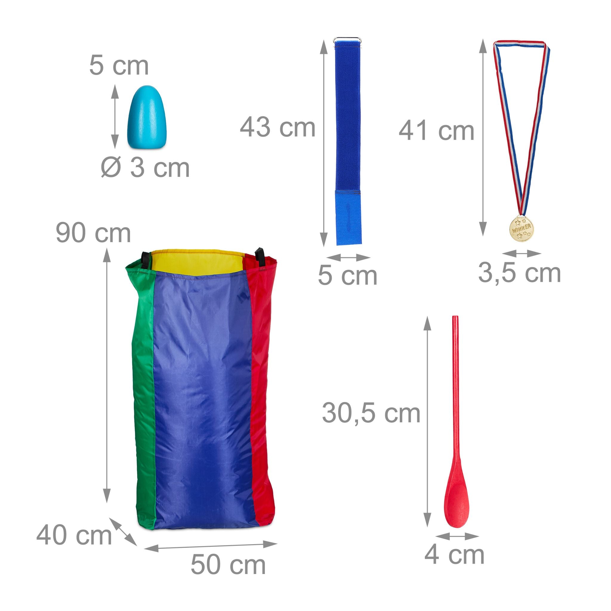 Outdoor Spiele für Kinder Set Blau-Grün-Rot von Relaxdays