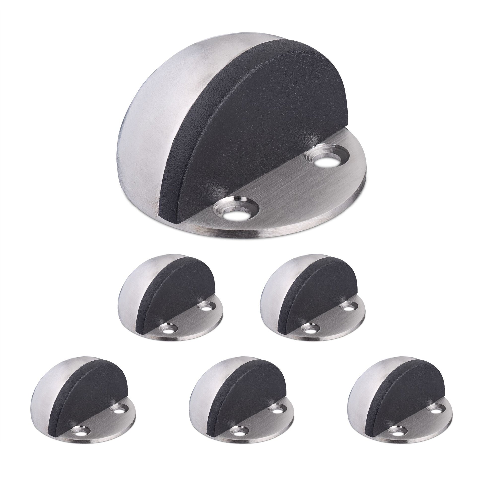 Türstopper für den Boden 6er-Set Schwarz-Silber von Relaxdays