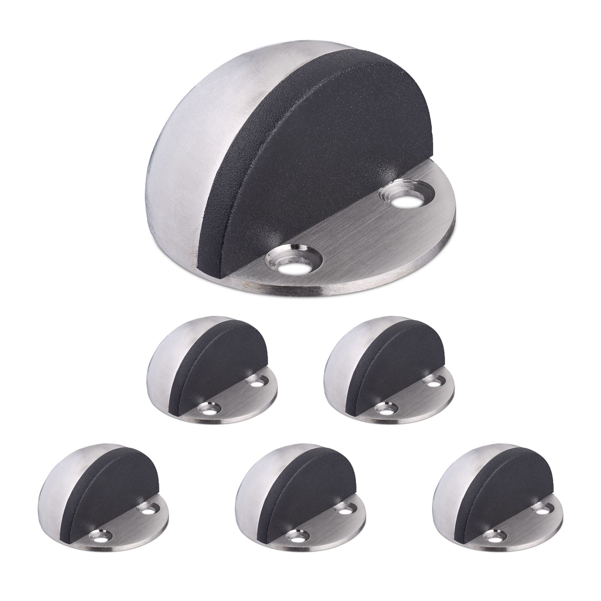 Türstopper für den Boden 6er-Set Schwarz-Silber von Relaxdays